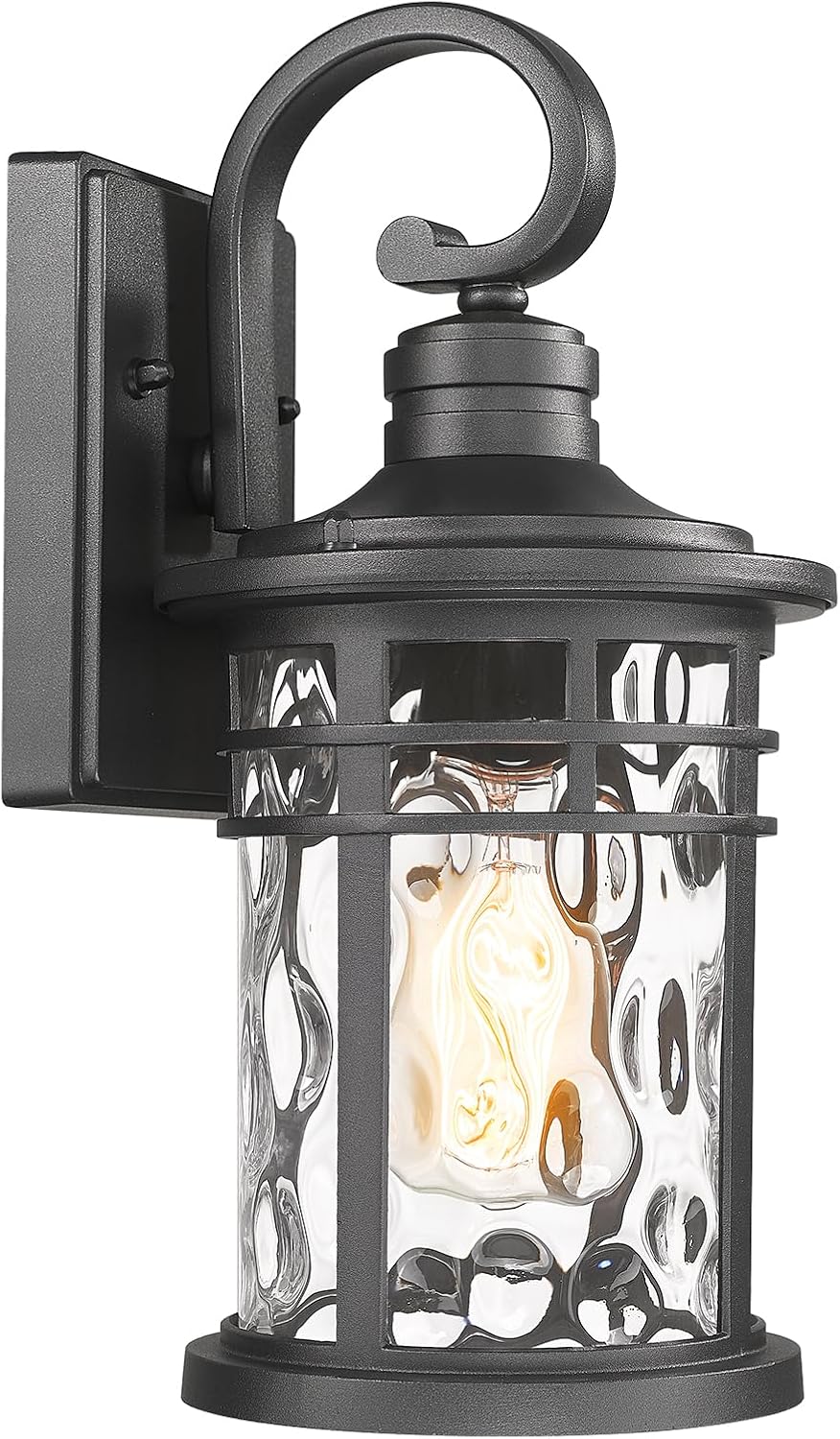 Outdoor Porch Lights Wall Mount Sconces with Water Ripple Glass Outdoor Lighting Waterproof Exterior Lantern for House Front Porch Patio Garage Doorway Garden