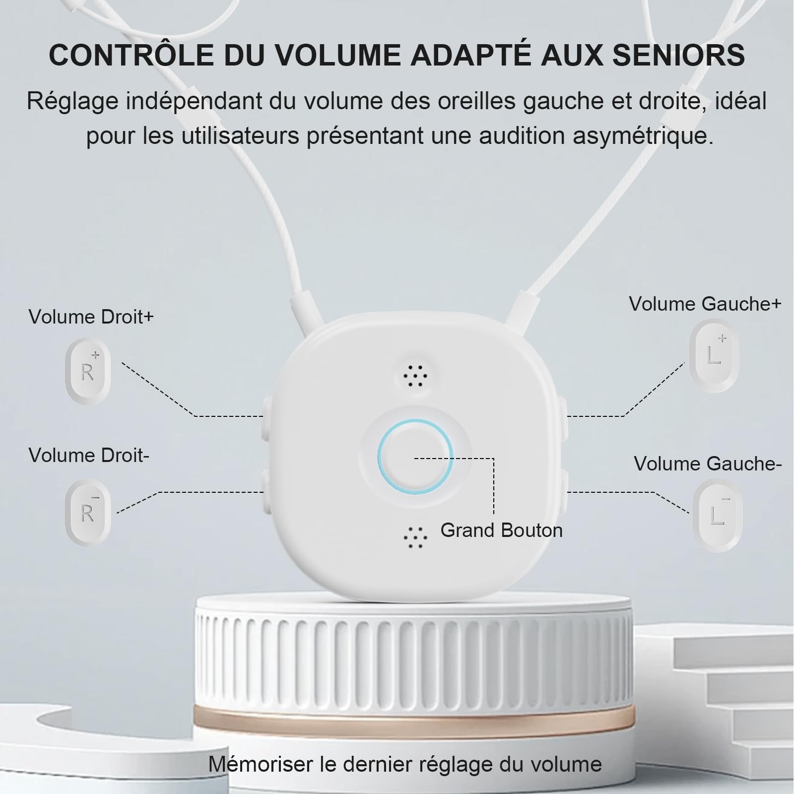 PROW Casque Audio TV sans Fil pour Seniors et Malentendants, TV Semi-Intra avec Réglage de Volume L/R Indépendant, Gros Boutons, Léger, Assistance USB/Optique/RCA/3.5mm Sortie pour la Plupart des TVs