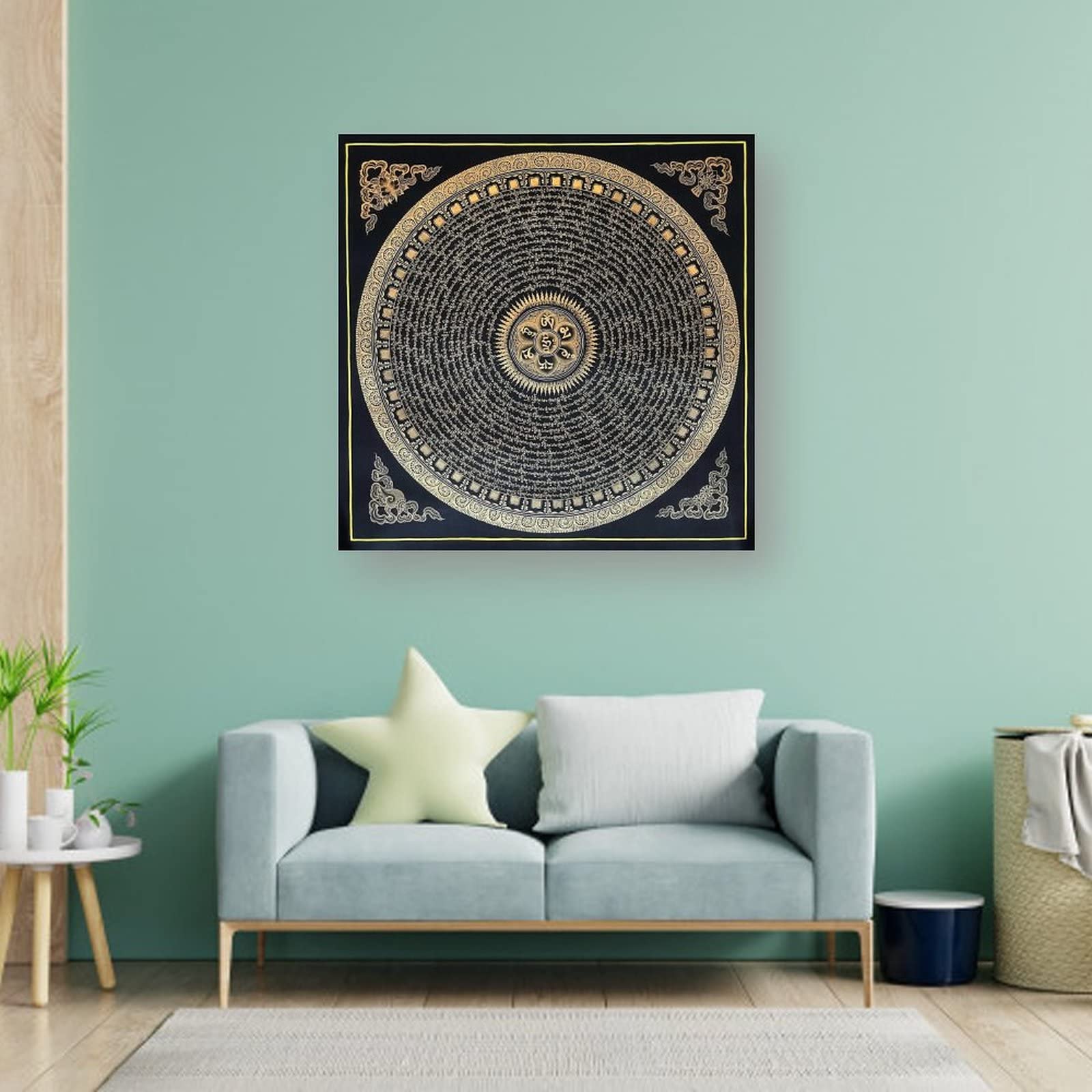 Poster tibetano Thangka di Mantra Mandala Buddhismo Religione Meditazione Poster Decorazione per la casa Decorazione da parete Camera da letto Decorativa Estetica 50 x 50 cm
