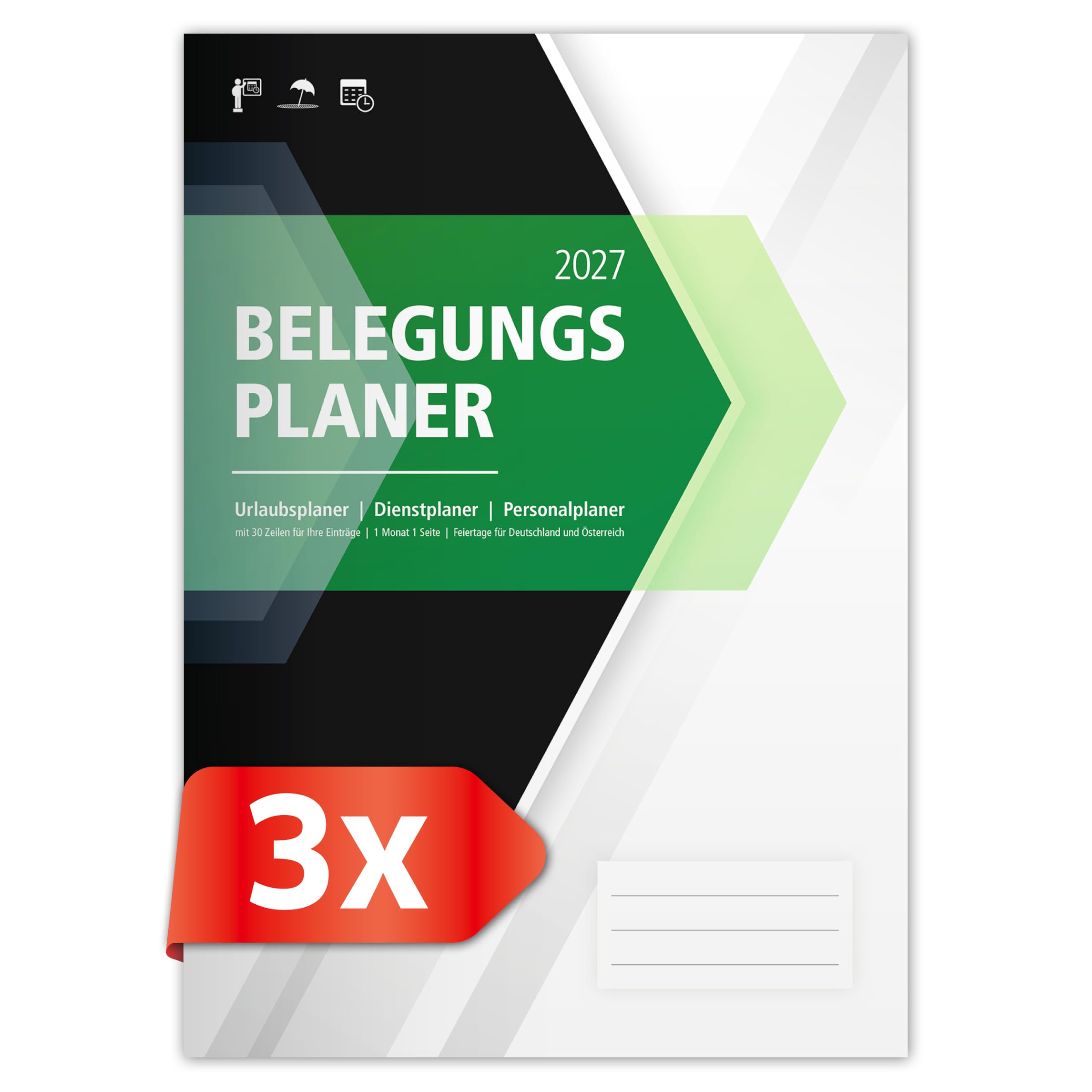 PRIMUS PRINT Belegungsplan 2026+2027 Personalplan Urlaubsplaner Dienstplan | für Firmen, Hotels, Gastronomie, bis zu 30 MA/Tische/Buchungen, inkl. Feiertage und Ferien - 210x295mm - (3x 2027)