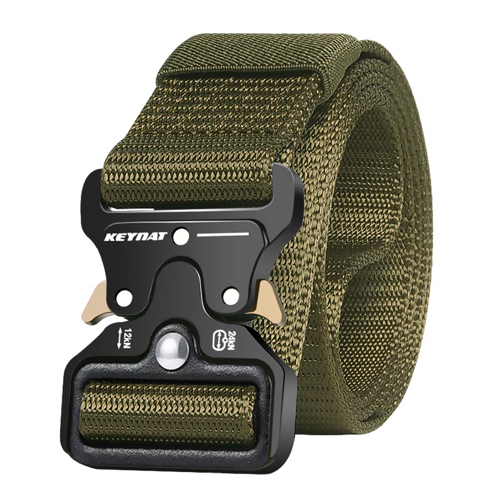 KEYNAT Military Tactical Belt for Men 49''x1.5'' Webbing Nylon Belt Quick Release Buckle Heavy Duty