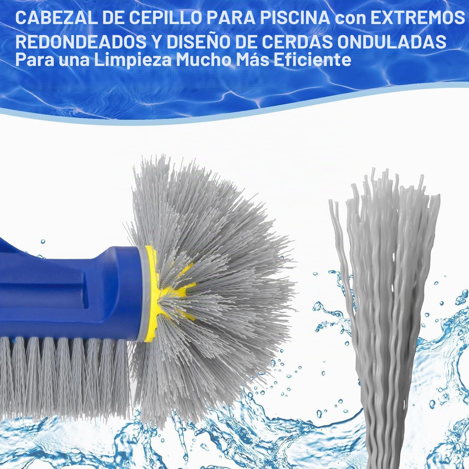 POOLAZA Cabezal de cepillo de piscina de 45 cm para piscina enterrada/fuera del suelo, cepillo de piscina resistente para limpieza de paredes de piscinas, cepillo de exfoliación duradero con cepillo