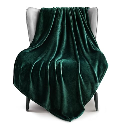 Exclusivo Mezcla Extra Large Fleece Throw Blanket for Couch, Sofa, 300GSM Super Soft and Warm Blankets, Forest Green Throw All Season Use, Cozy, Plush, Lightweight, 50x70 Inches - Throw XL (50"x70") - Forest Green