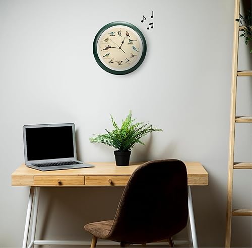 Miniatura 7 de Mark Feldstein, The Original Singing Bird - Reloj de pared, 13 pulgadas, color verde