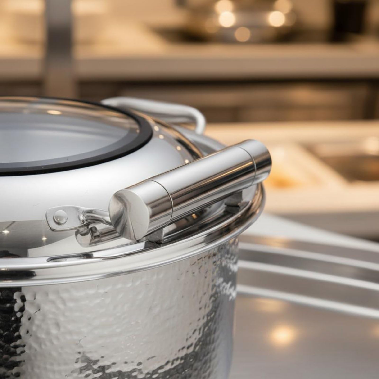 Sharplace Calentador de Acero Inoxidable 304 para Buffet Equipo Eléctrico de Servicio con Ventana de Vidrio y Silenciosa Diseño Estilizado con Asas Resistentes Adecuado para, Plata Estándar