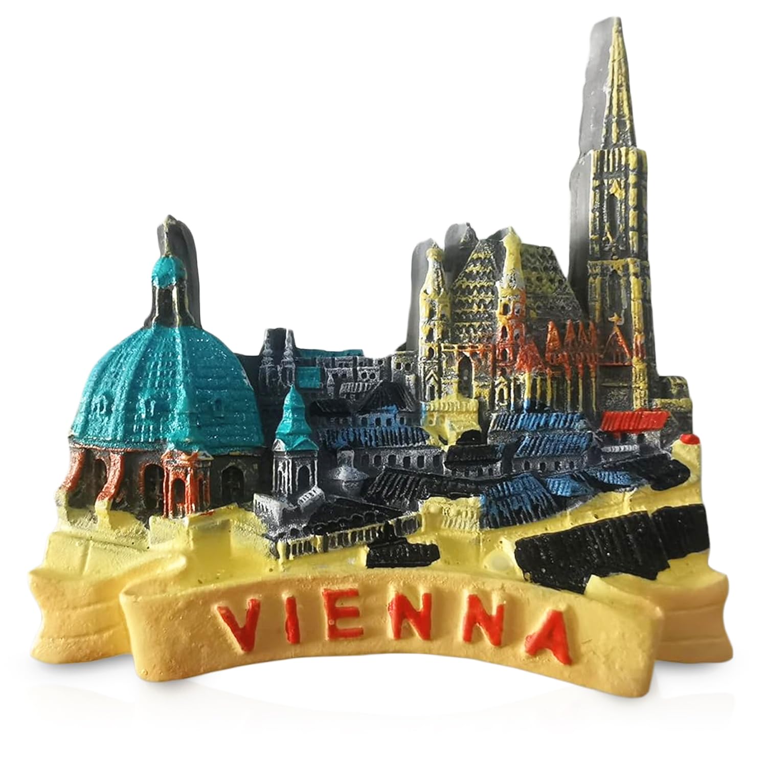 Vienna Souvenir Fridge Magnet – St. Stephen's Cathedral & St. Charles's Church – 3D Resin, 6.5cm x 6.1cm x 1.5cm