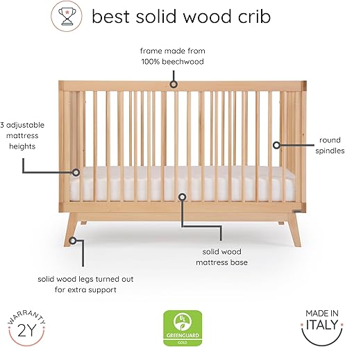 Miniatura 4 de dadada Baby Soho - Cuna convertible de madera 3 en 1 para cama infantil, fabricada en Italia, certificado GREENGUARD Gold, acabado seguro para