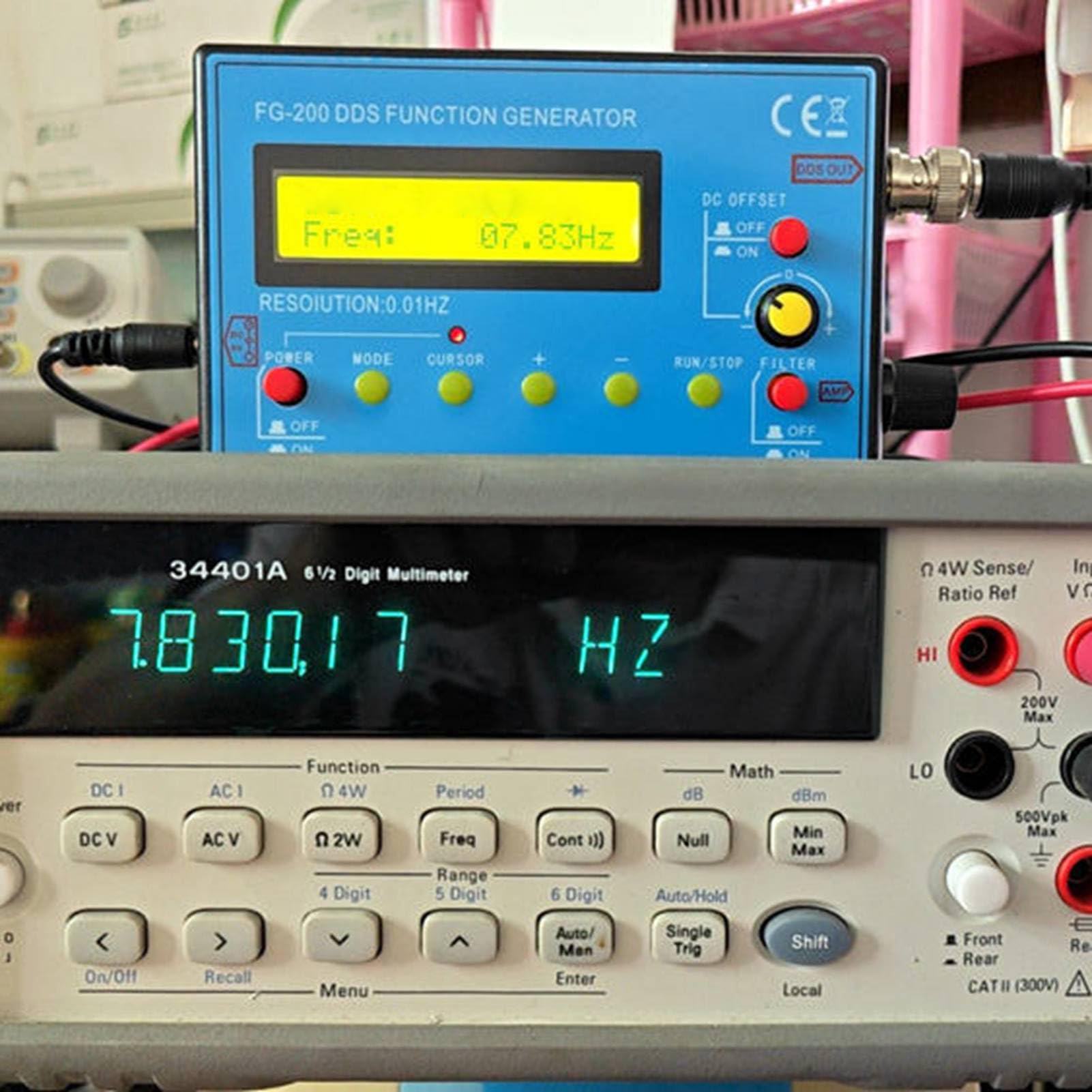 Generador de Señal de Función FG-200 DDS, 0.01Hz-500KHz, Multifuncional, Onda Sinusoidal Cuadrada Triangular, Alta Precisión, 140x80x26mm, ABS