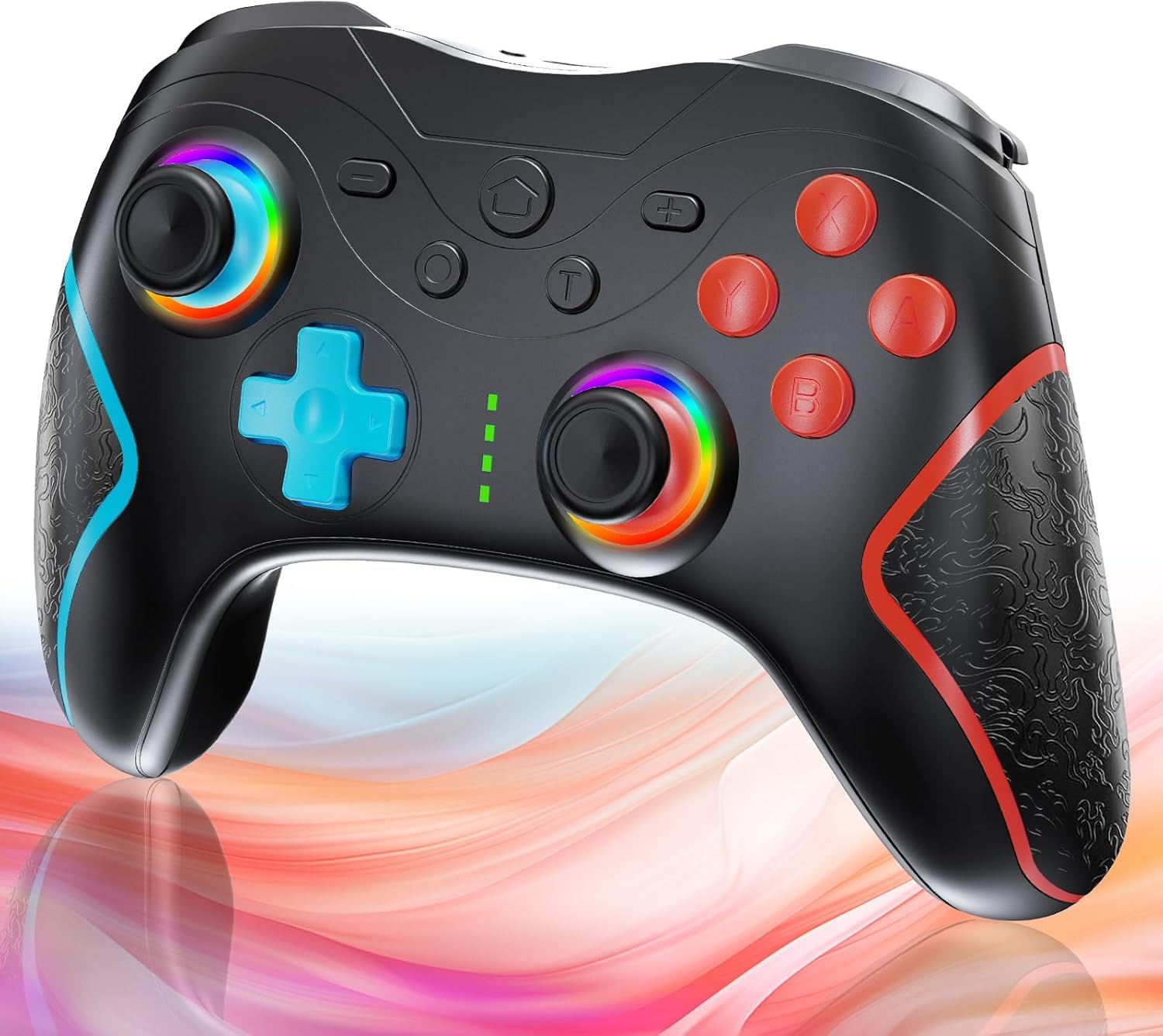 SPOSING Switch コントローラー 【2026革新モデル·高耐久ボタン】スイッチコントローラー ダブルホール機能 無線 Bluetooth接続 Switch1/2代対応TURBO自動連射機能 6軸ジャイロセンサー搭載 4階段HD振動 18時間連続使用 1000mAh大容量 背面ボタン付 マクロ機能 8色RGBライト Switch/PC/Android/iOSに対応 日本語取扱説明書付き (ブラック) (ブラック) - 1