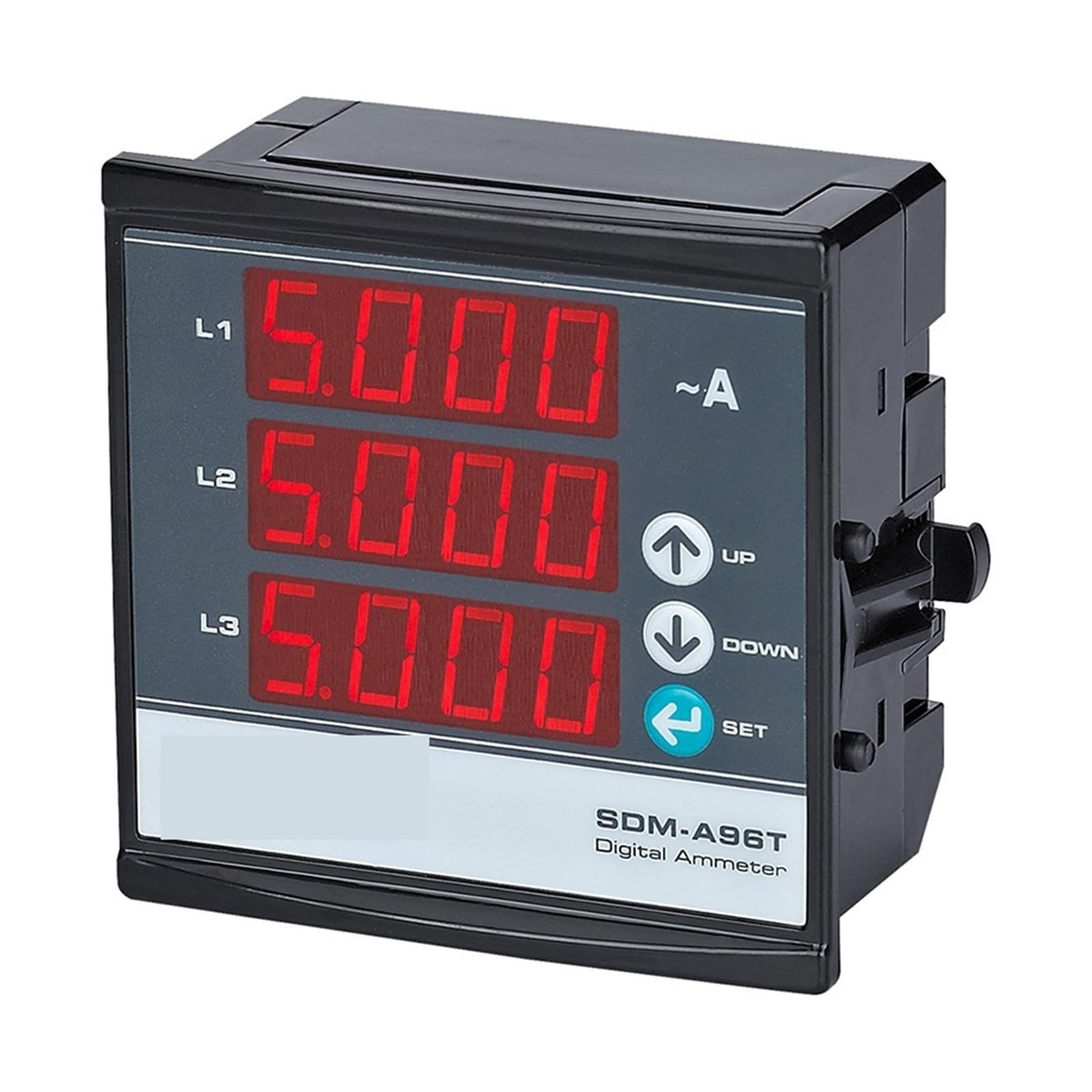 Ampèremètre triphasé numérique SDM-A96T 3P 4W indicateur LED encastrable mince
