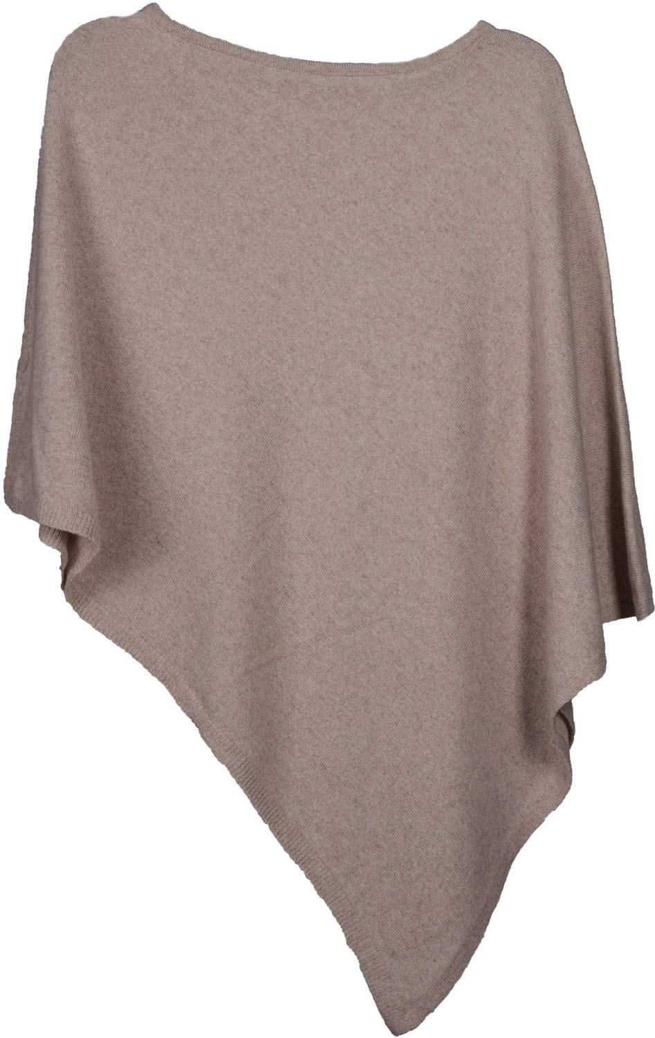 Stylebreaker Women's Beige Soft Fine Knit Poncho In Plain, Round-Neck, 08010042, Colour: