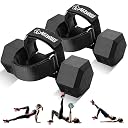 Dumbbell Foot Attachment, Tibialis Trainer, Adjustable Ankle Weights, Ankle Straps for Weight Lifting, Leg Workouts at Home for Hip Flexors, Shin Splint, Hamstring Curls (Black (Pair)) gallery image