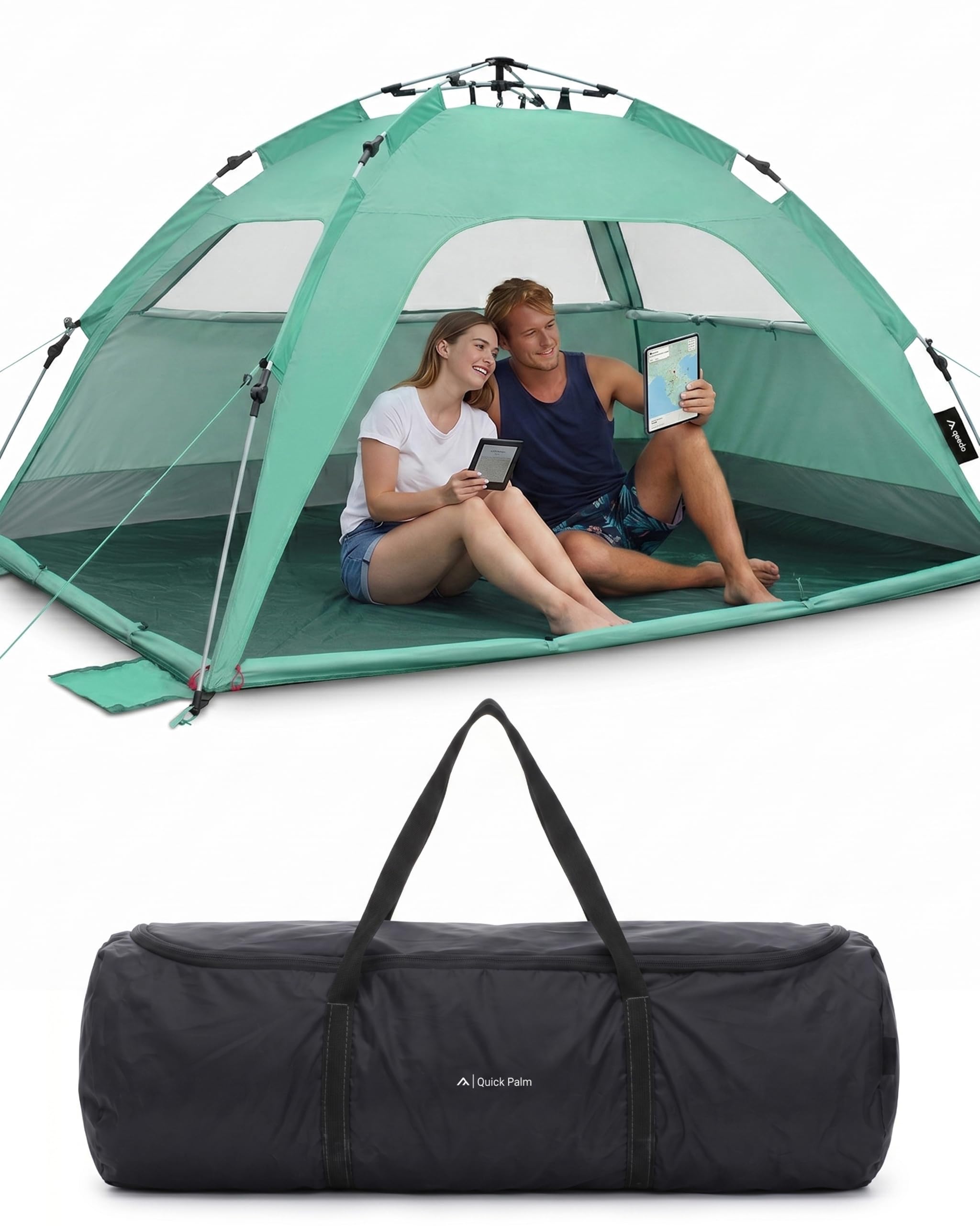 qeedo Quick Palm Strandmuschel UV-Schutz UV80 Leichtes Strandzelt Quick-Up System Sonnenschutz Windschutz