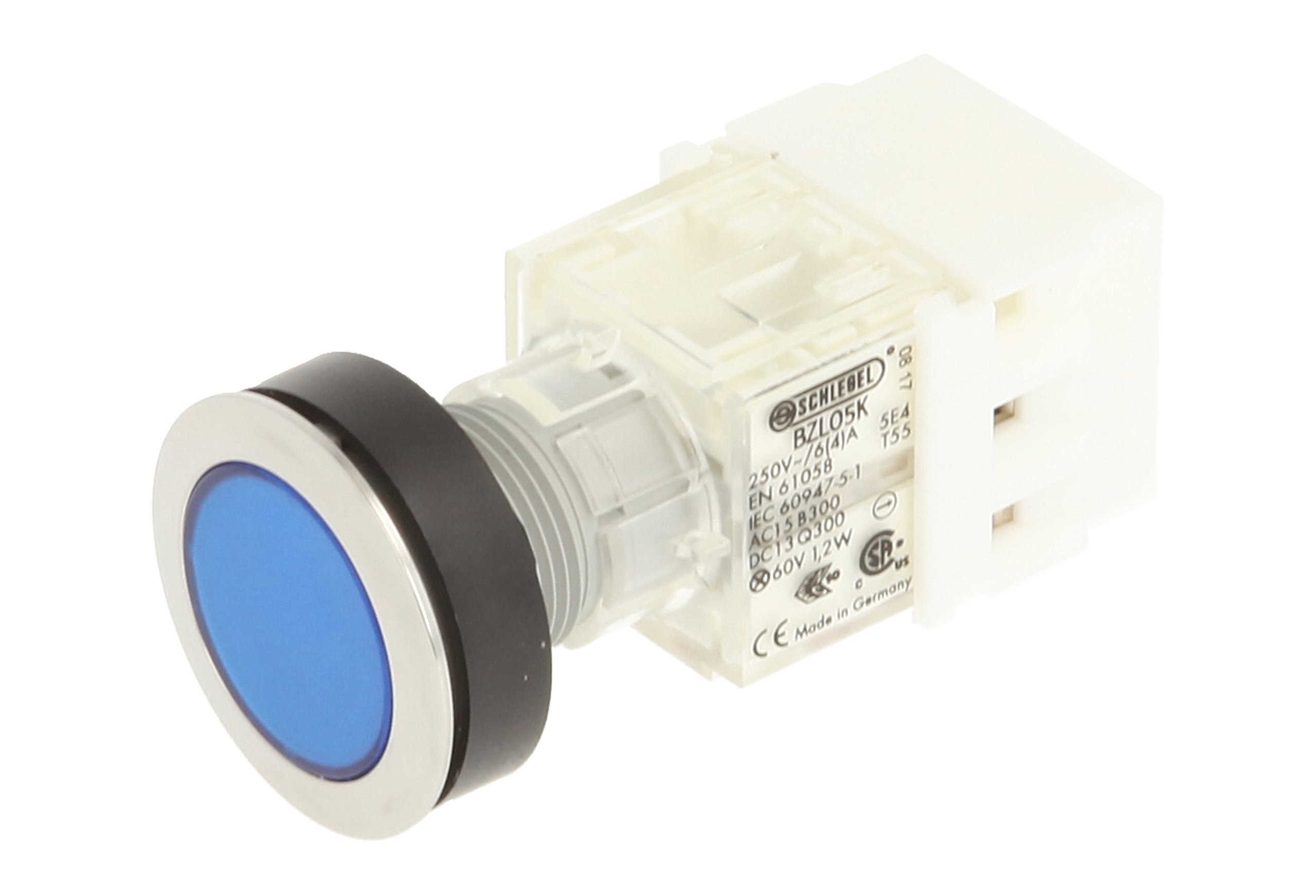 Club 23.000.487 Push Button Stainless Steel – Switch Cap, Illuminated Momentary Contact Master 1 N & Screw On Connector 24 V LED – Blue (Pack of 2)