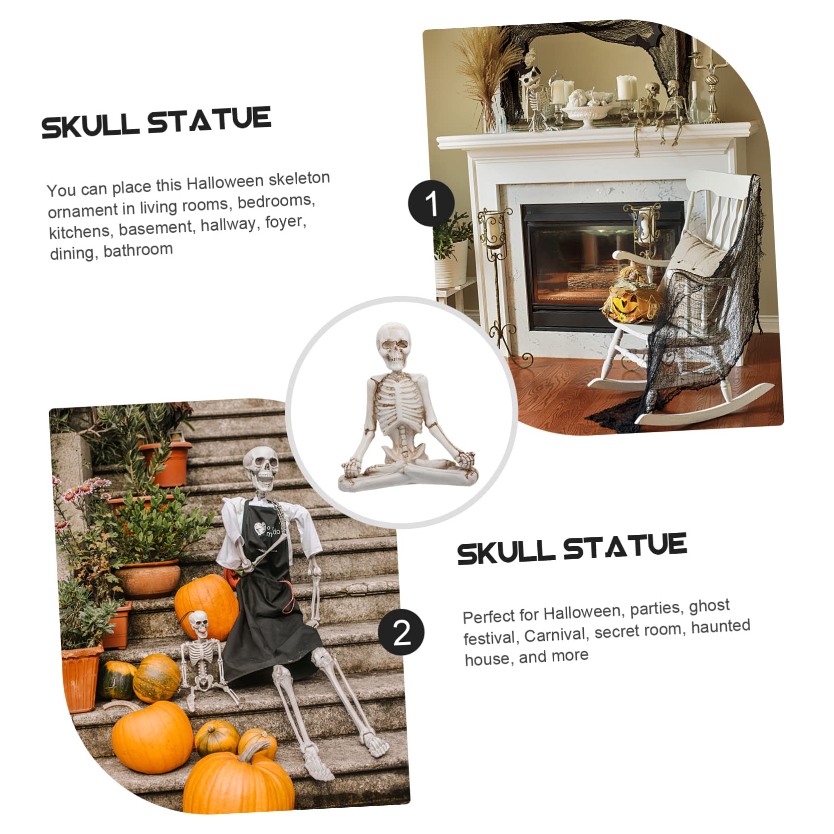 TOPBATHY 3 Piezas Cráneo De Yoga Estatua De Esqueletos De Yoga Estatuillas De Halloween Decoración De Escritorio De Halloween Estatuilla del Día De Los Muertos Estatua De Yoga Resina