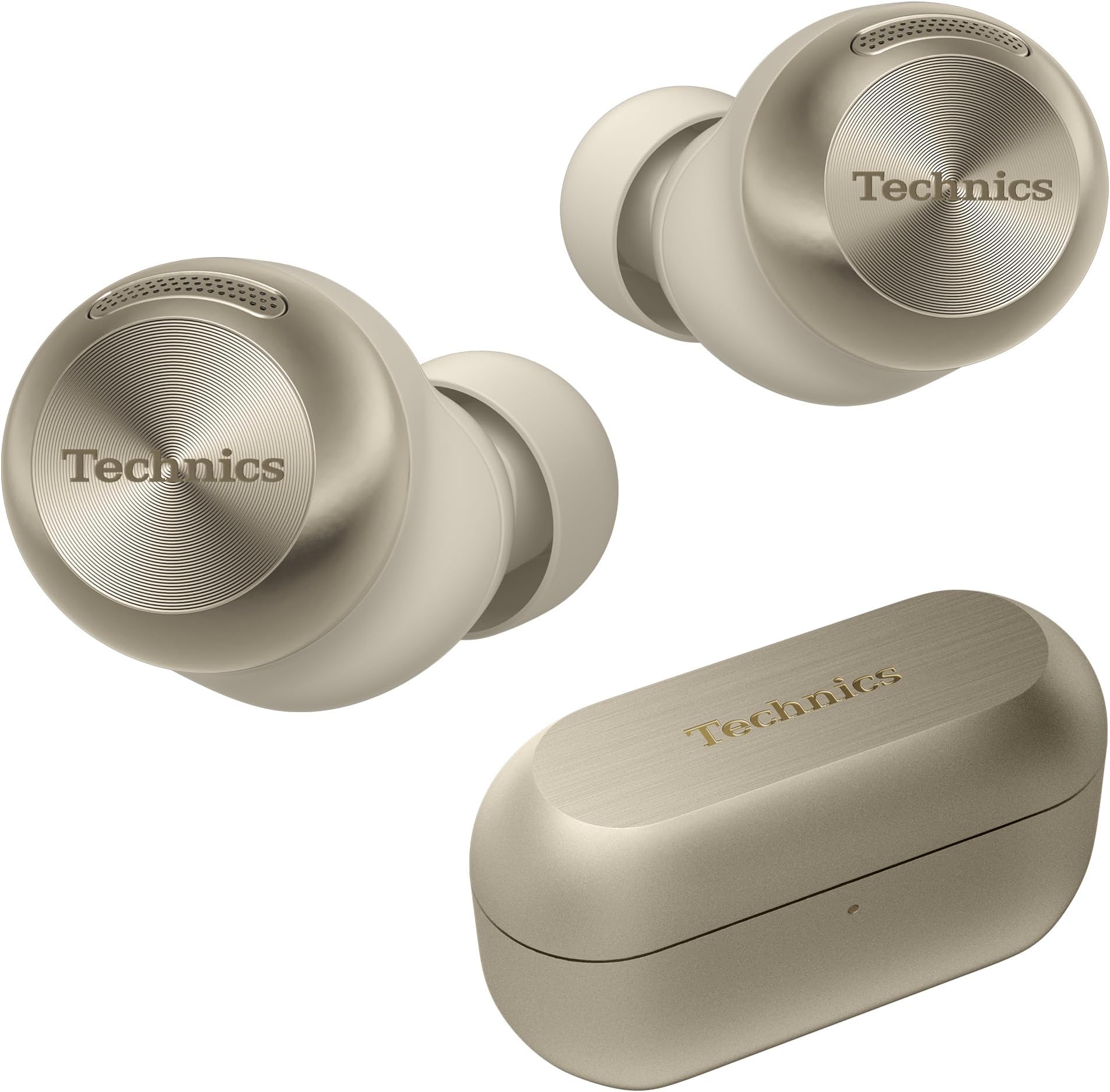 Technics Reference Class Hi-Fi Wireless Earbuds,Dolby Atmos with Head Tracking,Adaptive Noise Cancelling,3 Device Multipoint, 10-hr Battery,Wireless Charging,Improved Fit -EAH-AZ100-N (Champagne)