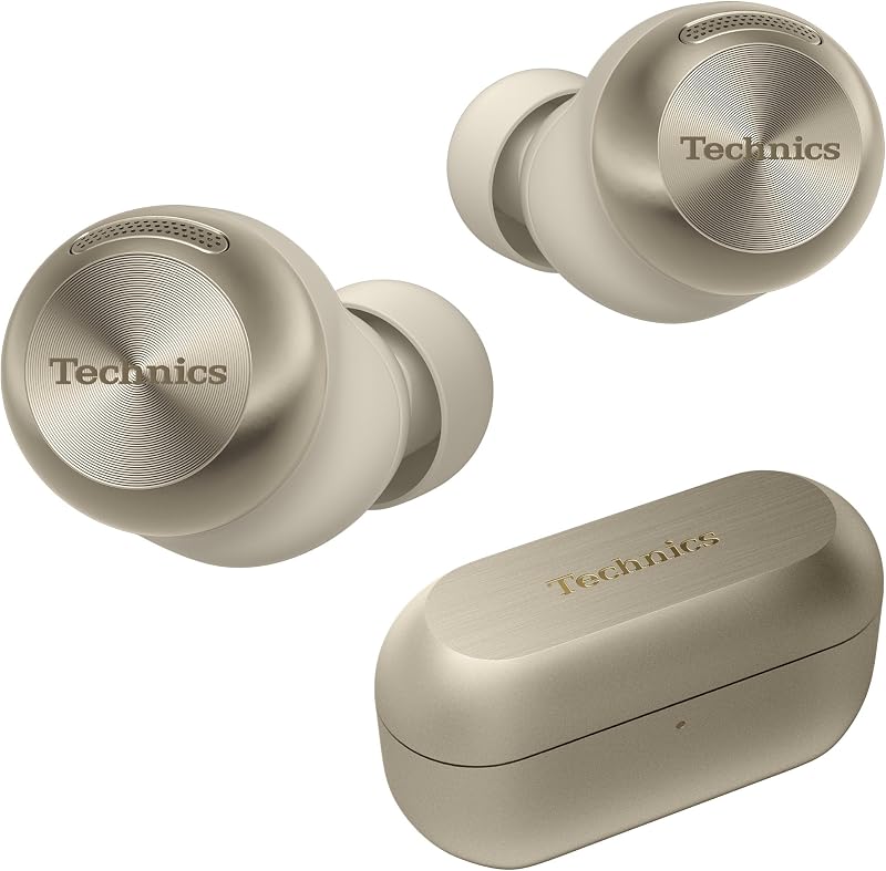 Technics Reference Class Hi-Fi Wireless Earbuds,Dolby Atmos with Head Tracking,Adaptive Noise Cancelling,3 Device Multipoint, 10-hr Battery,Wireless Charging,Improved Fit -EAH-AZ100-N (Champagne)