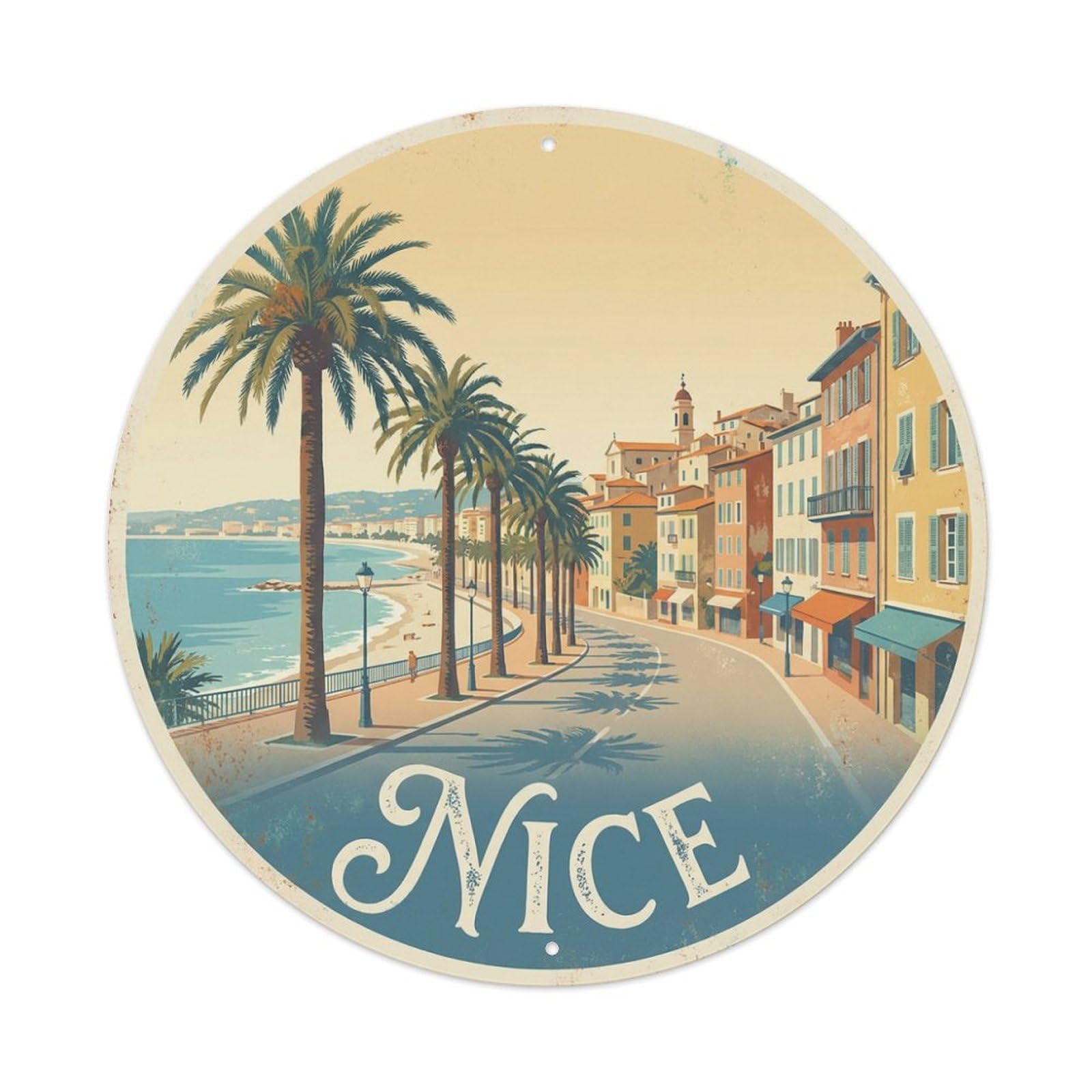 Travel Vintage France Nice Metal Tin Sign