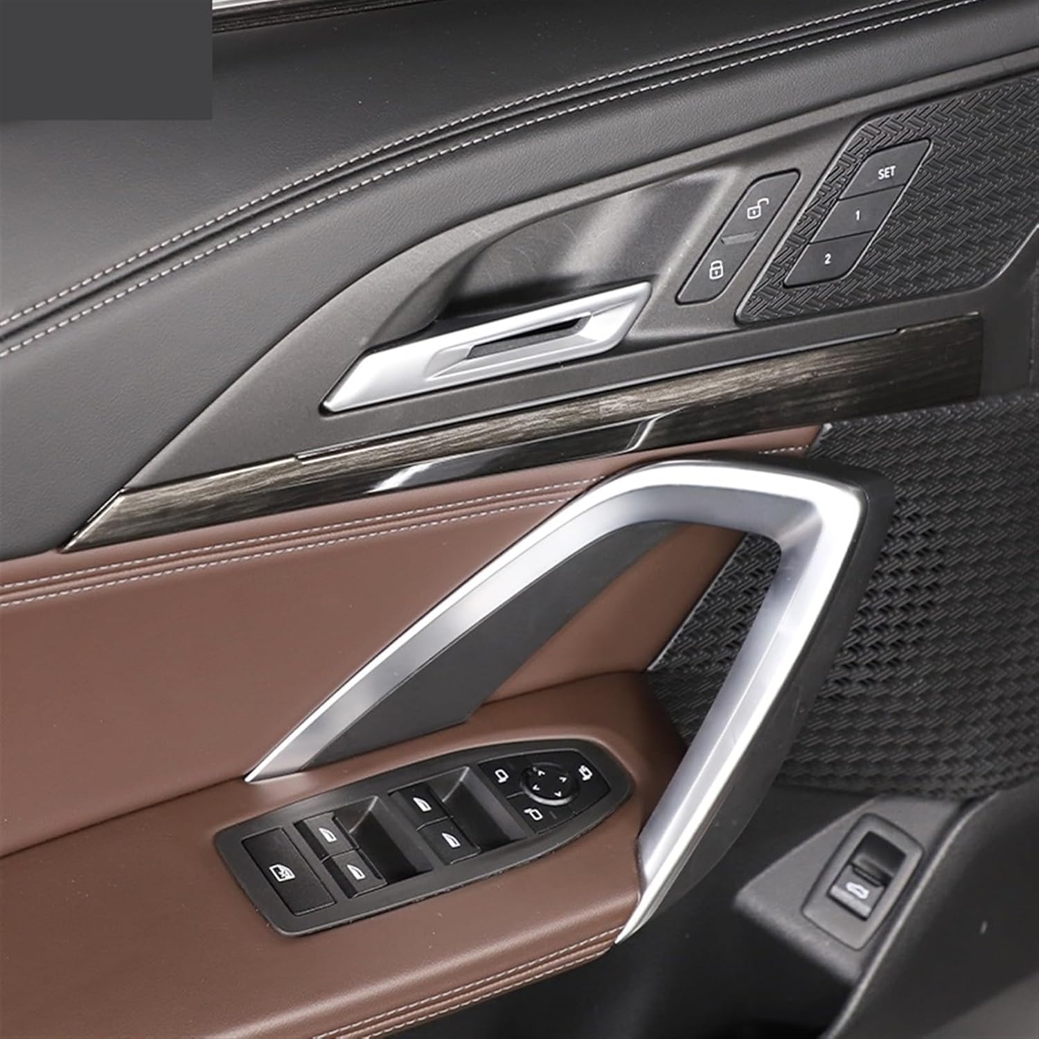 ABS Silver Compatible with X1 U11 2023-2024 Car Accessories Interior Car Inner Door Panel Trim Strip Cover Decoration Sticker(Black Wood Grain)