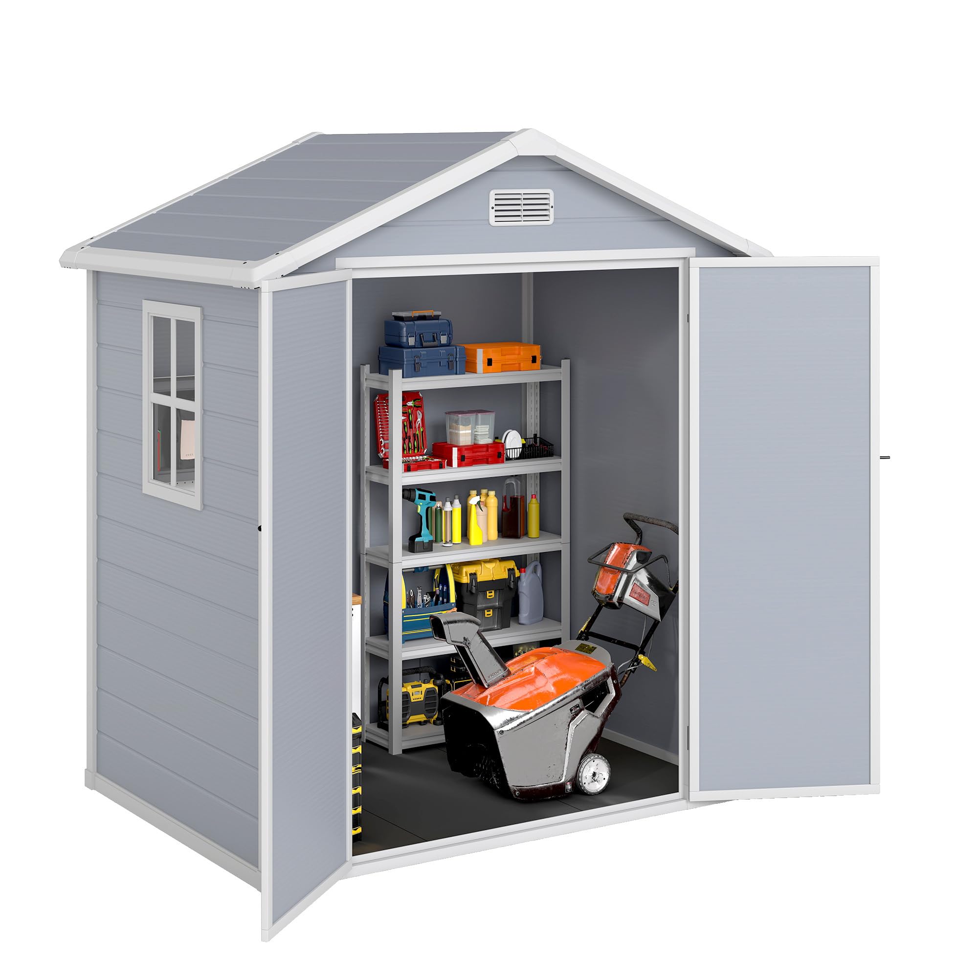 DWVO 6x4.4ft Outdoor Plastic Storage Shed with Floor &amp; Window
