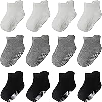 Vista 16 de Calcetines con Agarre Antideslizantes de Algodón para Bebés y Niños Pequeños, Niños y Niñas, Paquete de 12 Calcetines de Tobillo Lindos para Niños