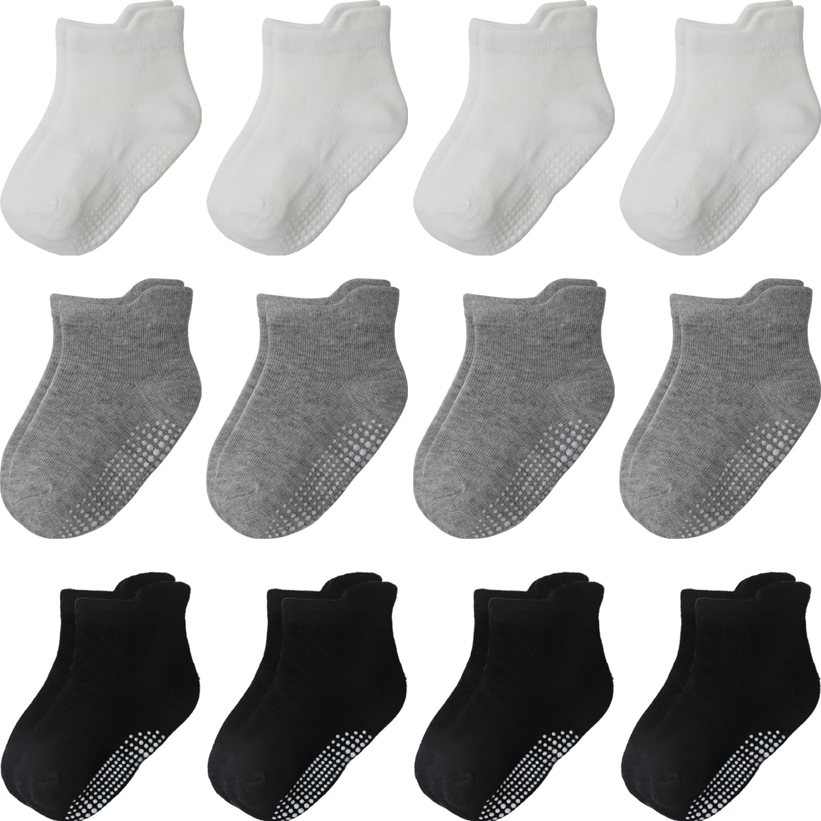 Aroveea Calcetines Antideslizantes Bebés y Niños Pequeños, 12 Pares Algodón Lindos de Tobillo, 6 Meses-7 Años — view 11