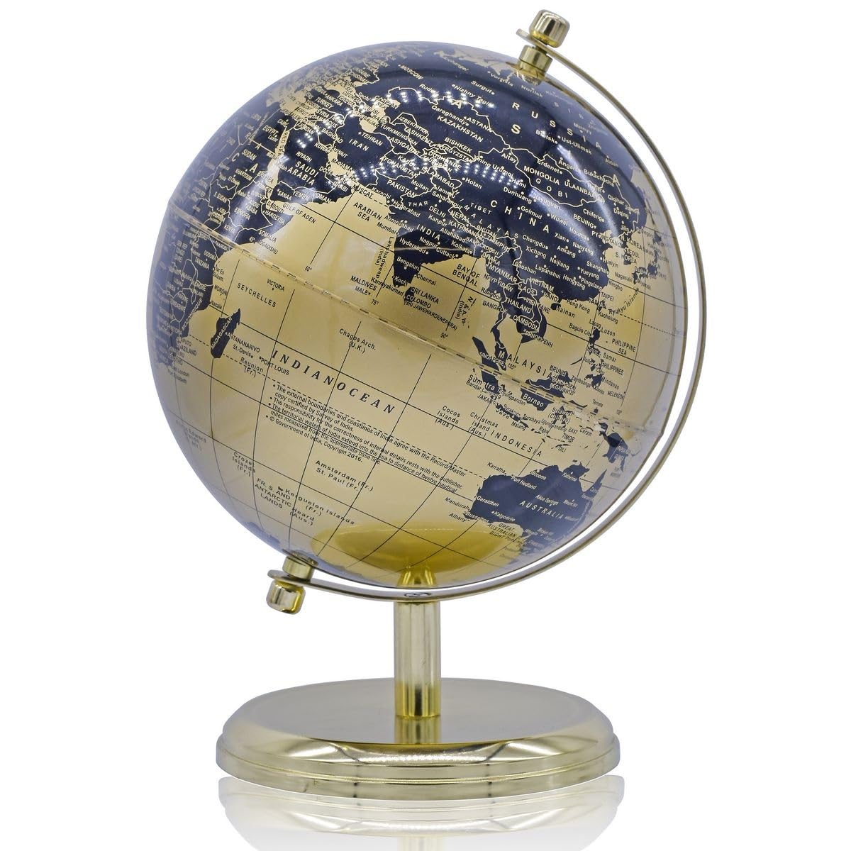Aadya Crafts Black Gold World Globe 8 Inch With Metal Arc Gold Metal Base Educational Globe Home Decor World Globe Office Decor Gift Item Show Piece WGPBGD8IN