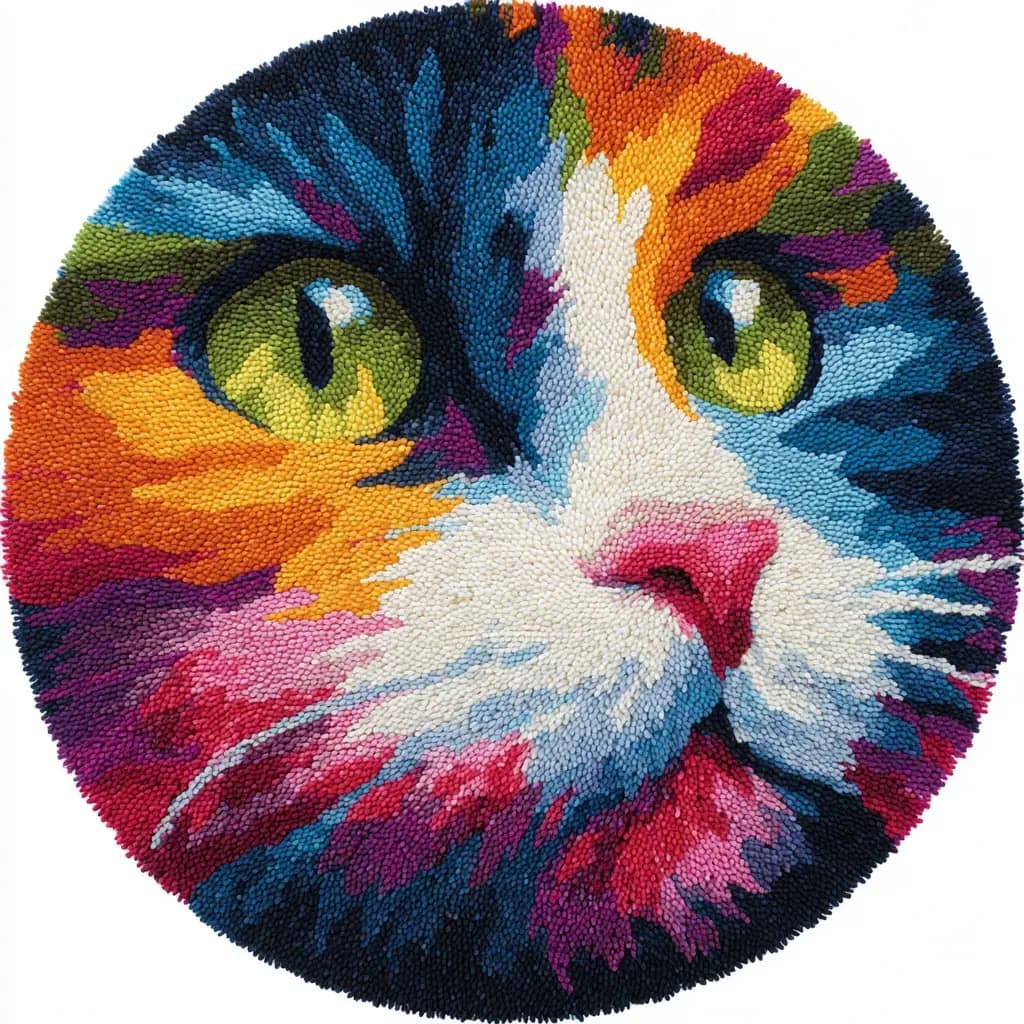 Wallustrioaw C Round Latch Hook Rug Kits At For Adults And Starter 50 * 50Cm