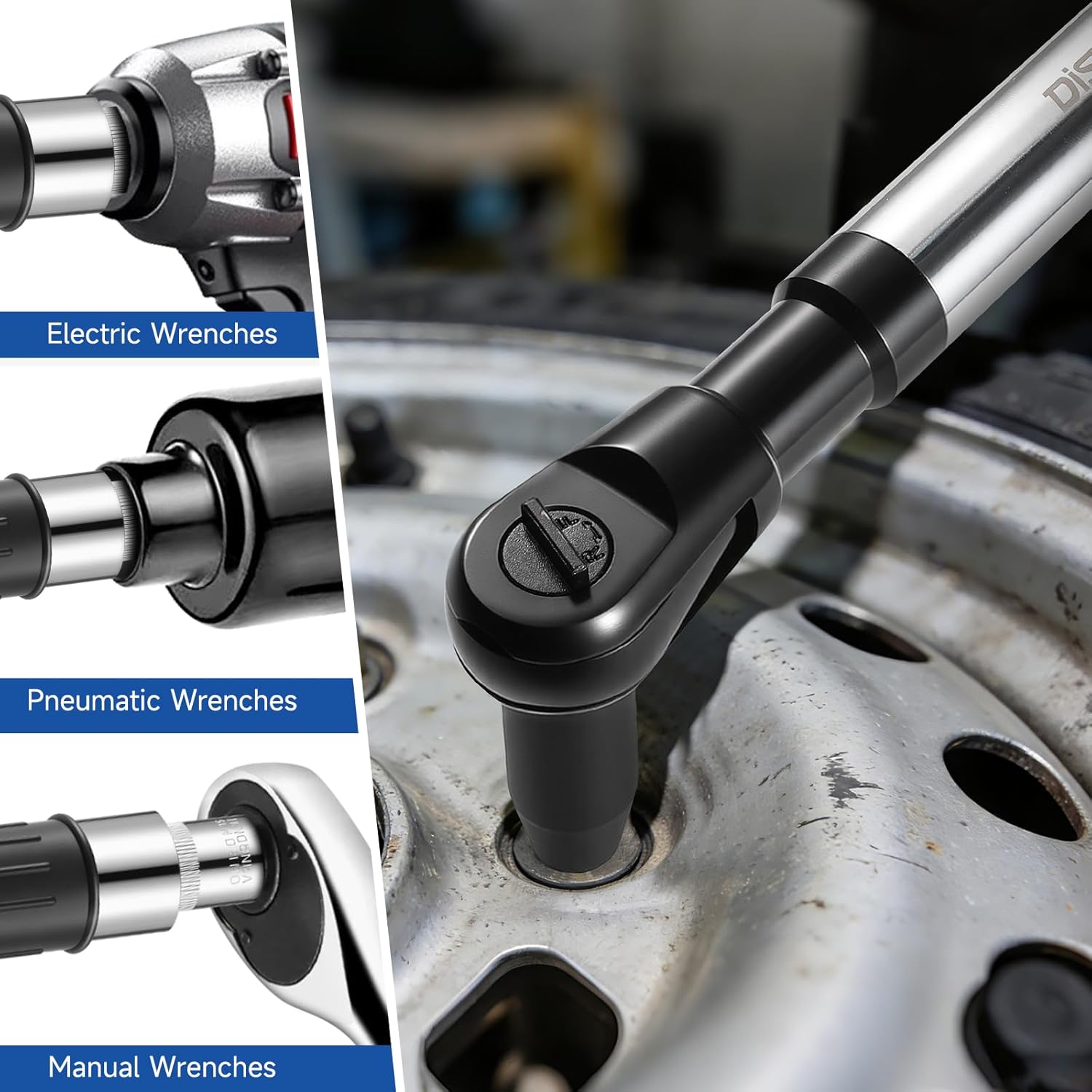 DISEN 1/2" Offset Extension Wrench Impact, Socket Wrench Extender Tool for Electric Drill, Torque Wrench, Ratchet Wrench, Socket Adapter, With 3/8", 1/4" Adapters for Tight Spaces