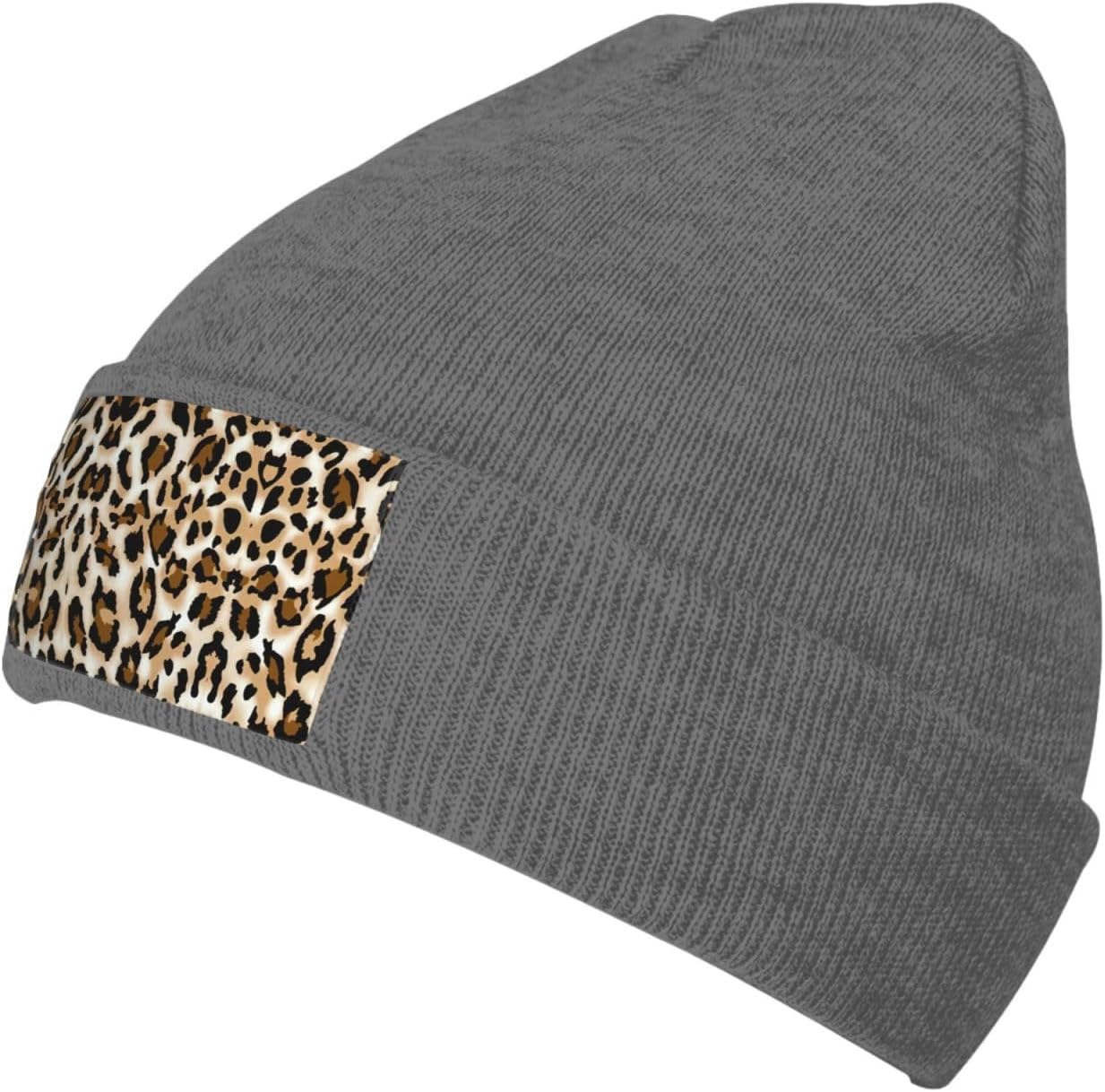 BrightGlow Berretto con stampa animale, per uomo e donna, in maglia di mucca, caldo, con motivo leopardato, zebra, cappello invernale con polsini, #1, Taglia unica