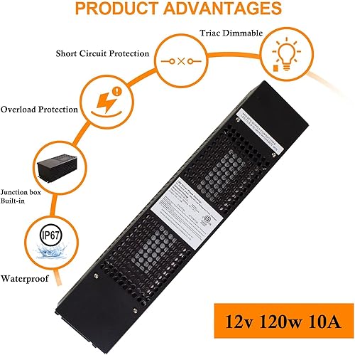 LEDupdates - Transformador de controlador regulable con certificación UL de 12 V fuente de alimentación de voltaje constante para el control de la