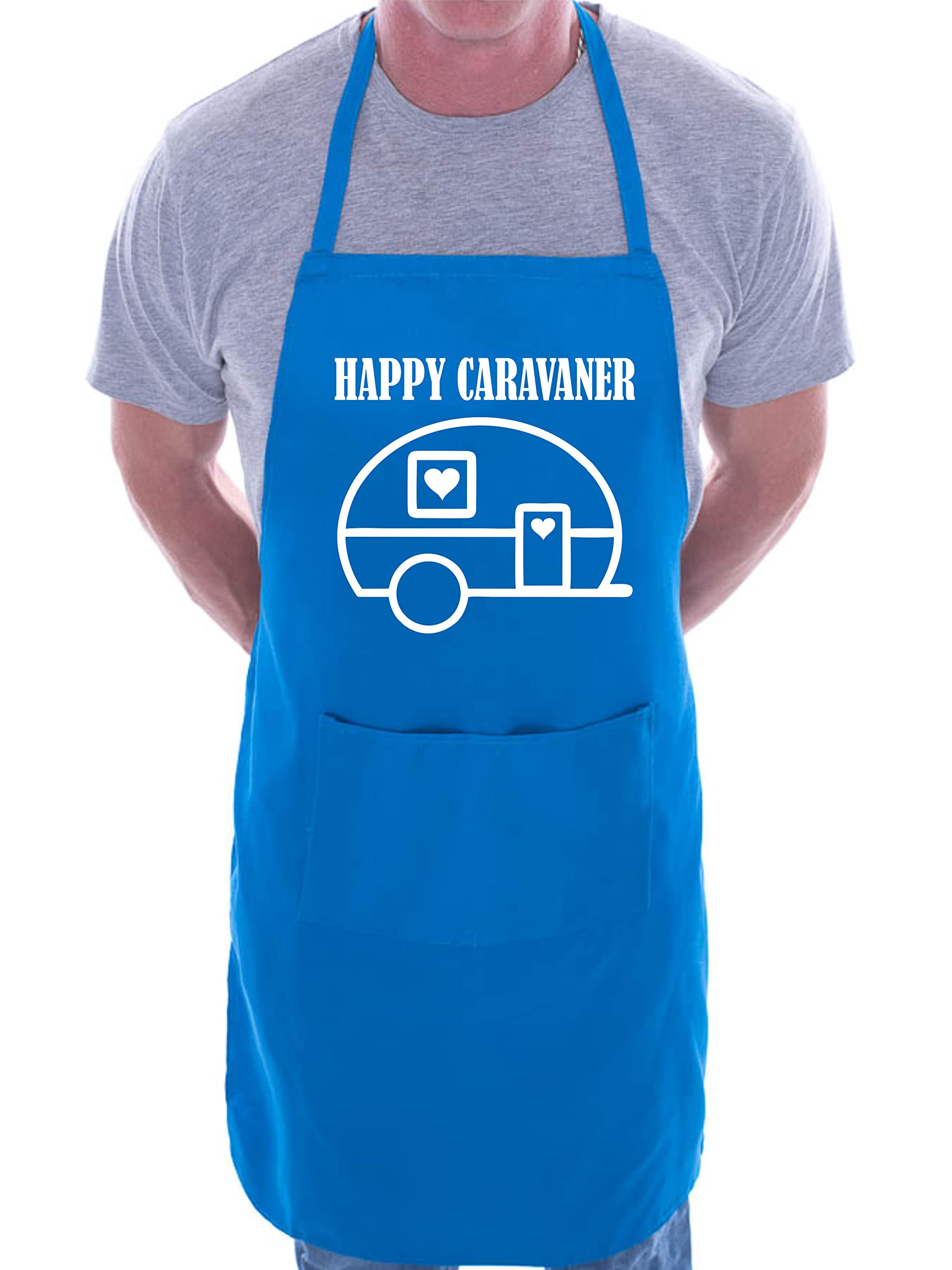 Print4U Happy Caravaner Novelty Funny BBQ Baking Cooking Apron with Pockets Blue