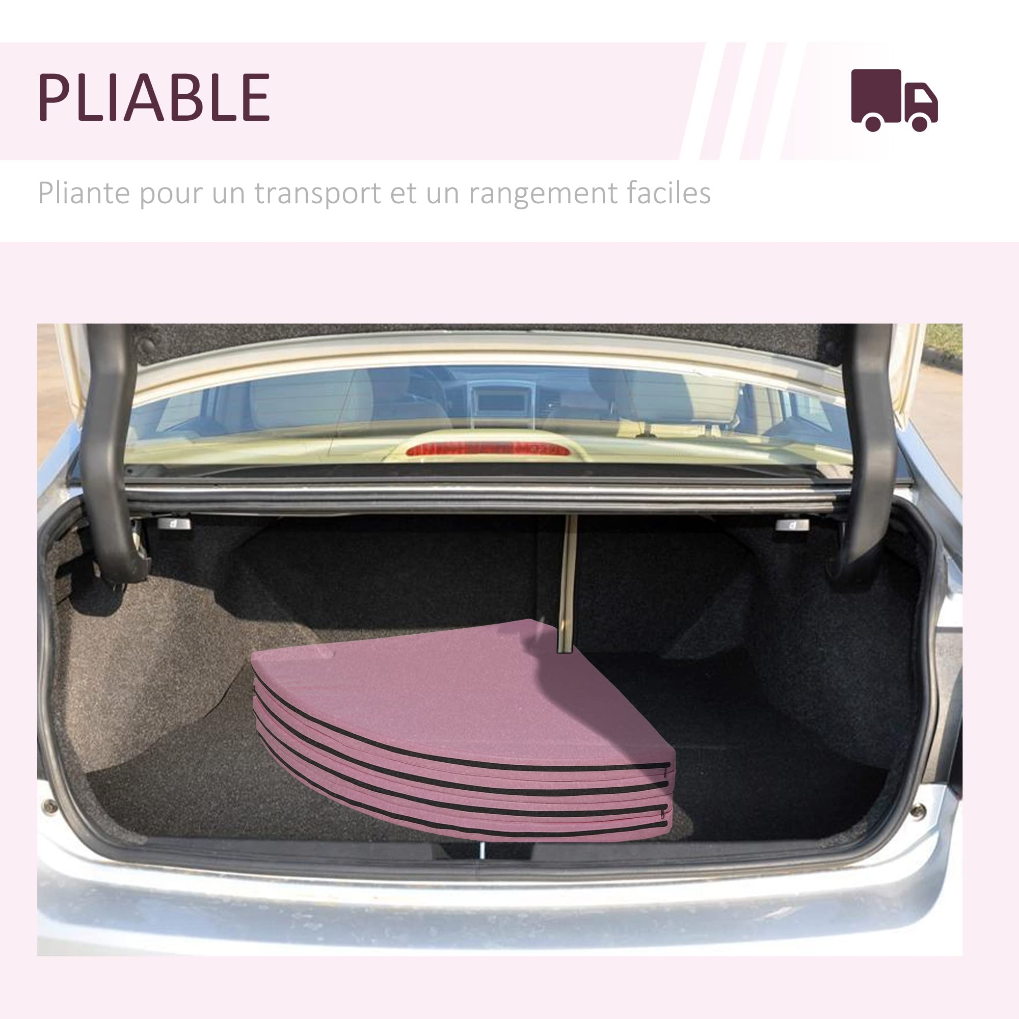 Alfombra plegable para pole dance mate HOMCOM 150 cm grosor 5 cm PVC rosa