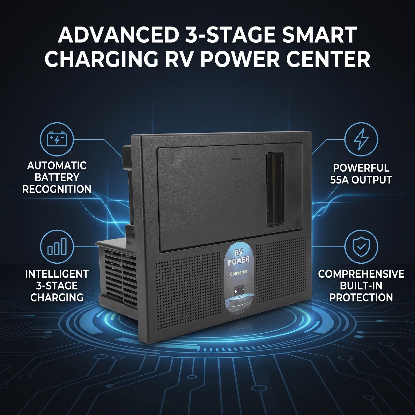 Tbest Convertisseur Chargeur pour Camping Car, Chargeur Intelligent 3