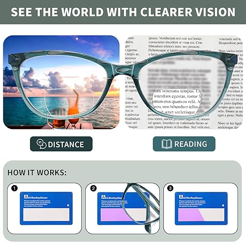 Miniatura 4 de Kafirlo Gafas de lectura bifocales para mujer, ojo de gato, bloqueo de luz azul, lector de computadora, parte superior transparente, sin transición