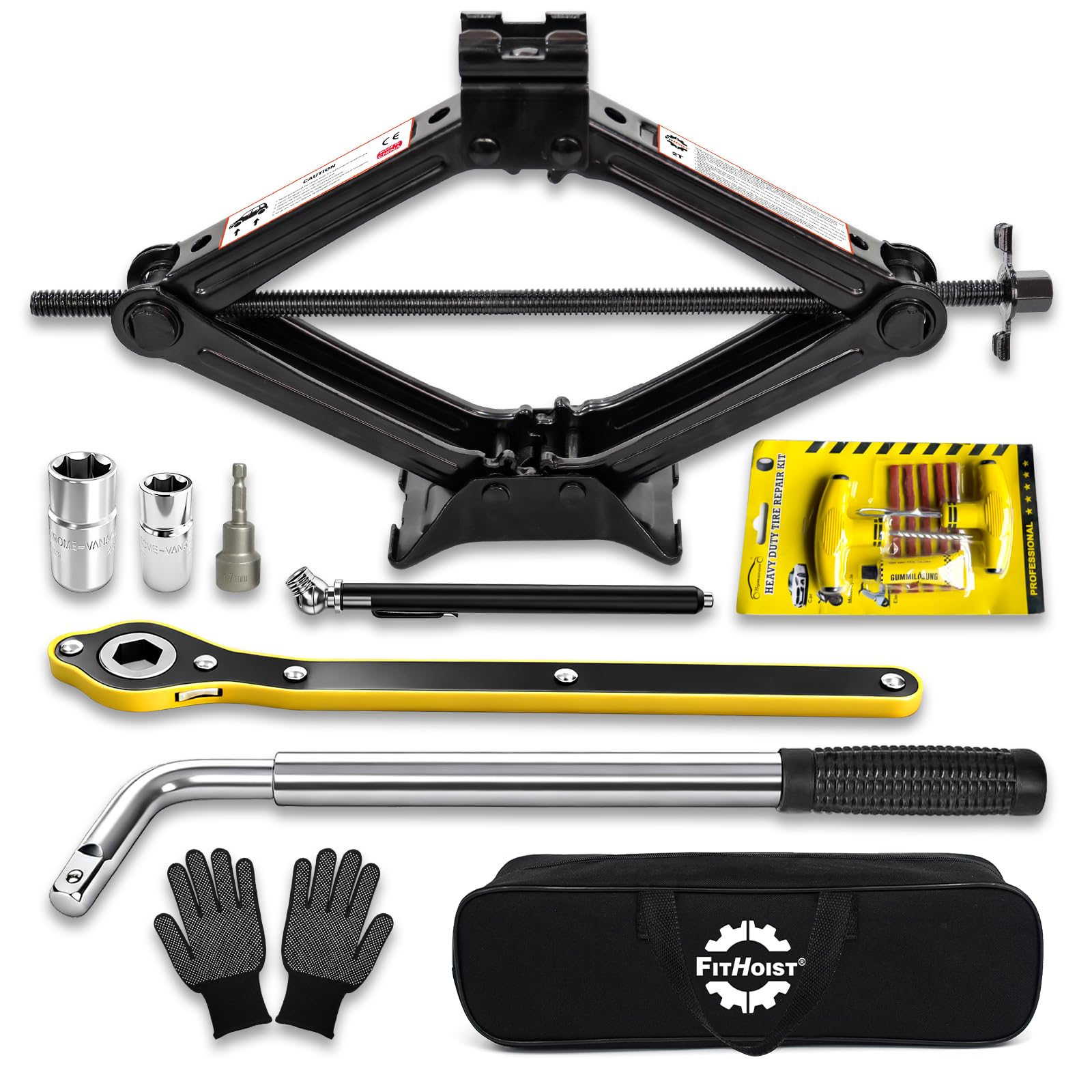 Car Jack Kit, Scissor Jack Kit 2 Ton (4409 lbs),Tire Changing/Repairing Kit with Lug Wrench,Suitable for Sedan, Coupe, SUV, MPV and Most Cars-image-39