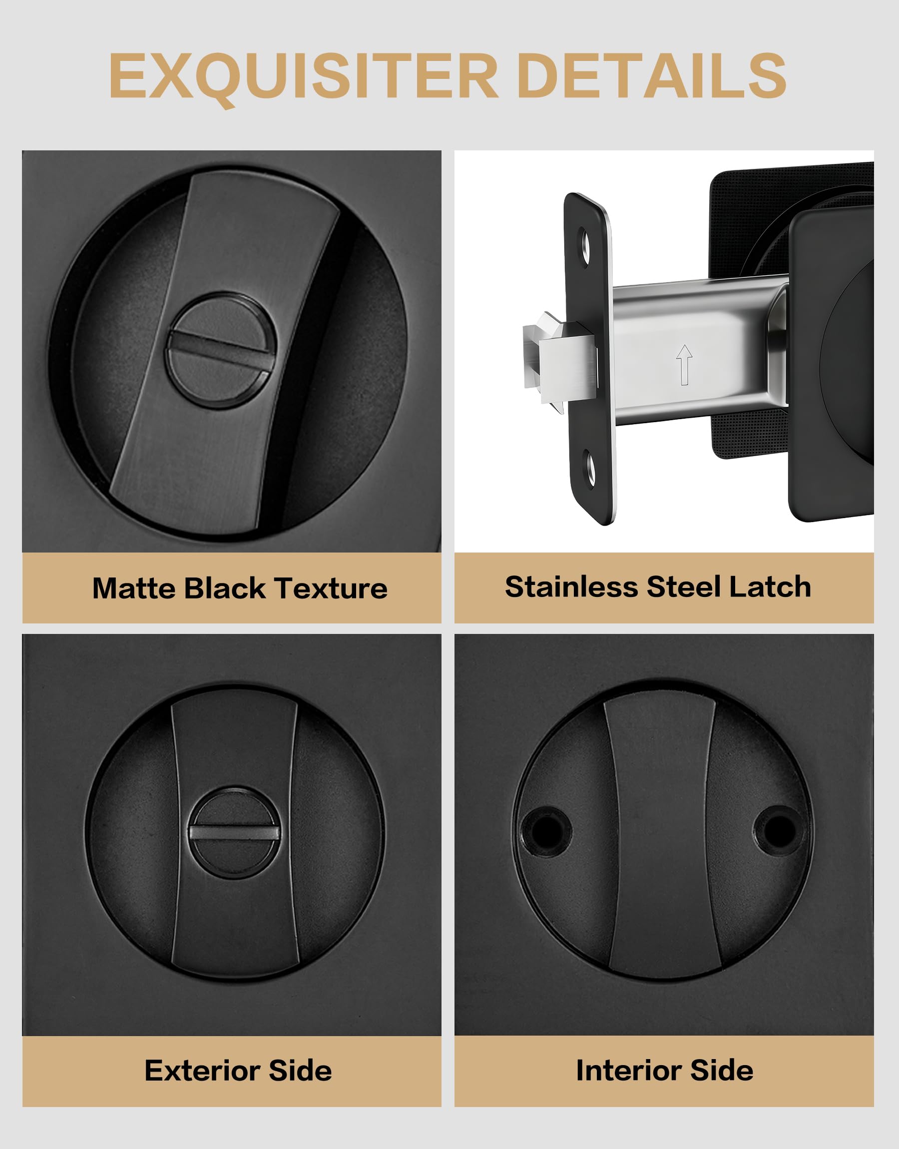 Lethato Pocket Door Hardware Pocket Door Lock Black Rounded-Corner 1Pack — Amazon image 3