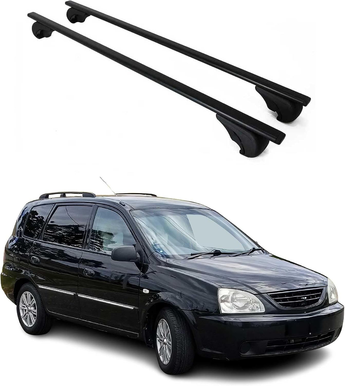 OMAC Roof Rack Cross Bars for Kia Rondo 2007-2010 – Lockable – Max 165 lb / 75 kg – 2 Bars Black