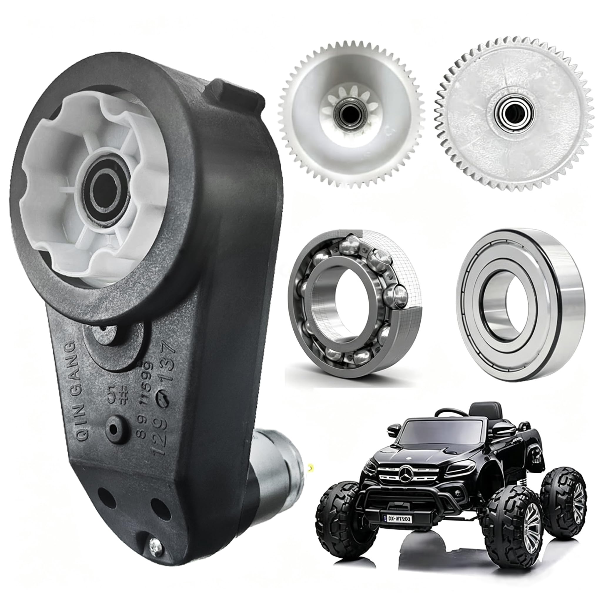 24VRS555 30000RPM Gearbox with High Torque 24V DC Motor for Kids Ride on Car SUV ATV Sports Car Parts, Electric Motor with Gear Box High Speed RS555 DC Motor Match Children Ride on Toys Accessories