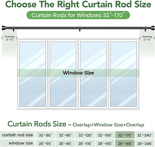 Miniatura 76 de Barras de cortina para ventanas de 28 a 48 pulgadas, barra de cortina ajustable de 1 pulgada, barra de cortina larga resistente para ventana, barras