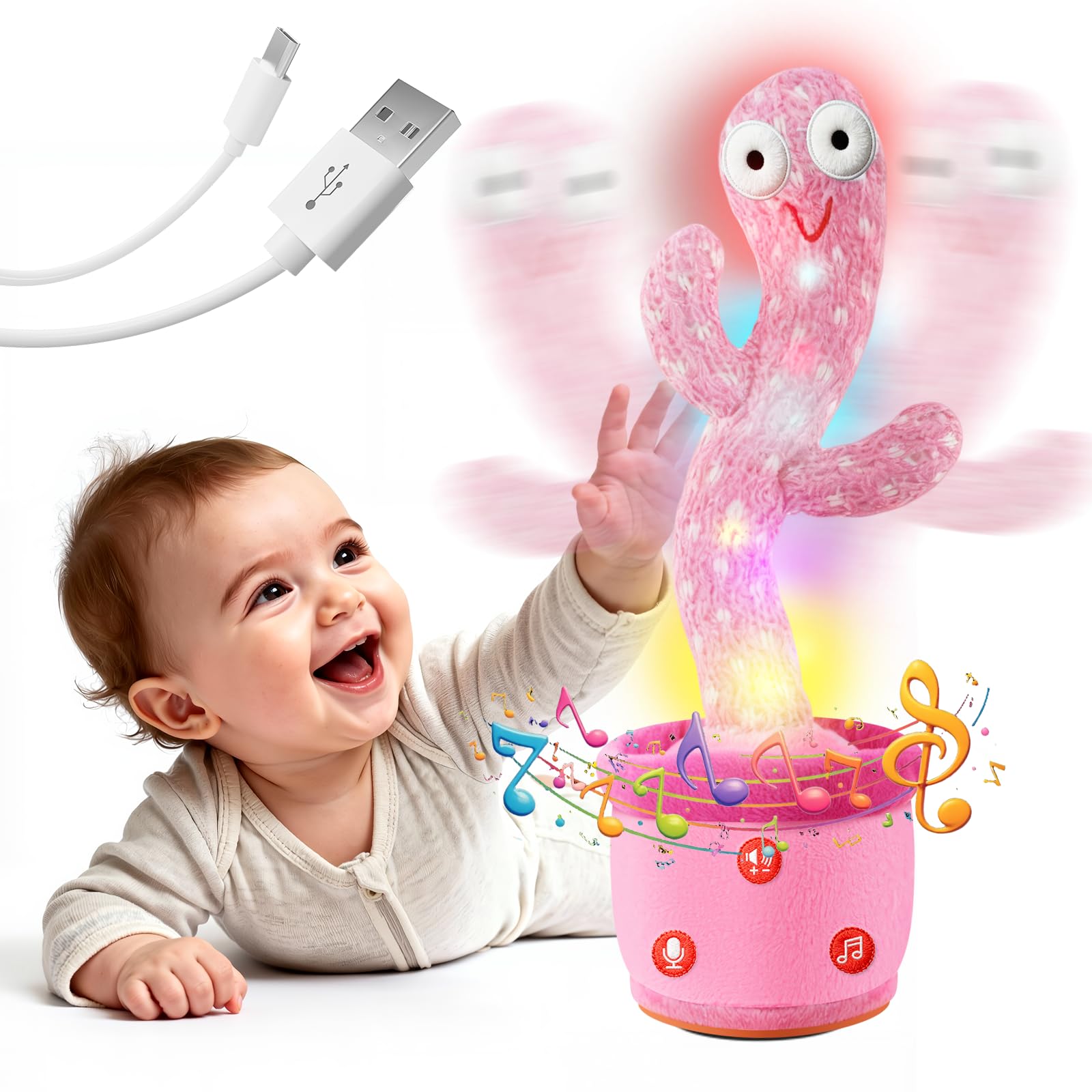 Amazon.com: Rechargeable Dancing Talking Cactus Toy for Toddlers 18  Months+, Baby Cactus Toy with Adjustable Volume, Mimicking, Recording &  Singing, Soft Plush Baby Sensory Toys for Girls Boys : Toys & Games