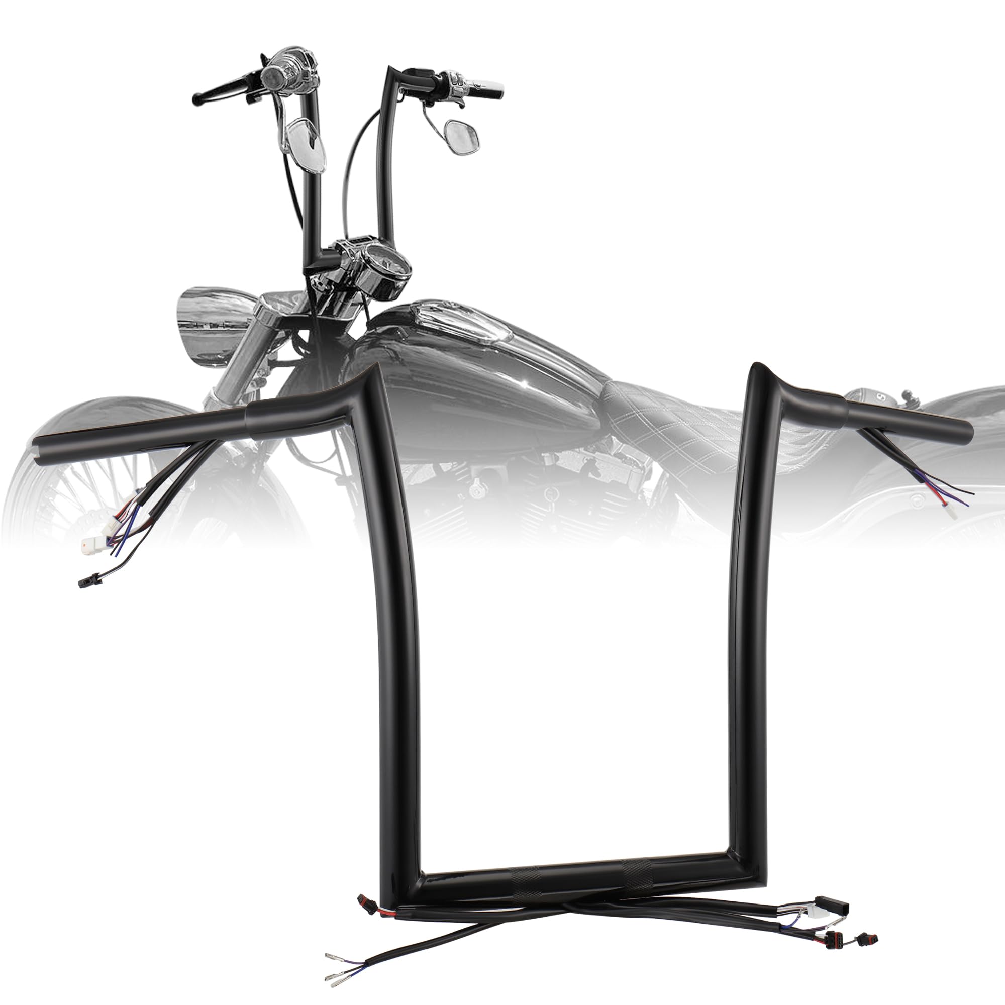 Chrome Ape Hanger Handlebars For Harley-Davidson - 14", 16", 18" Rise, Fits Softail, Sportster, Road King, Dyna