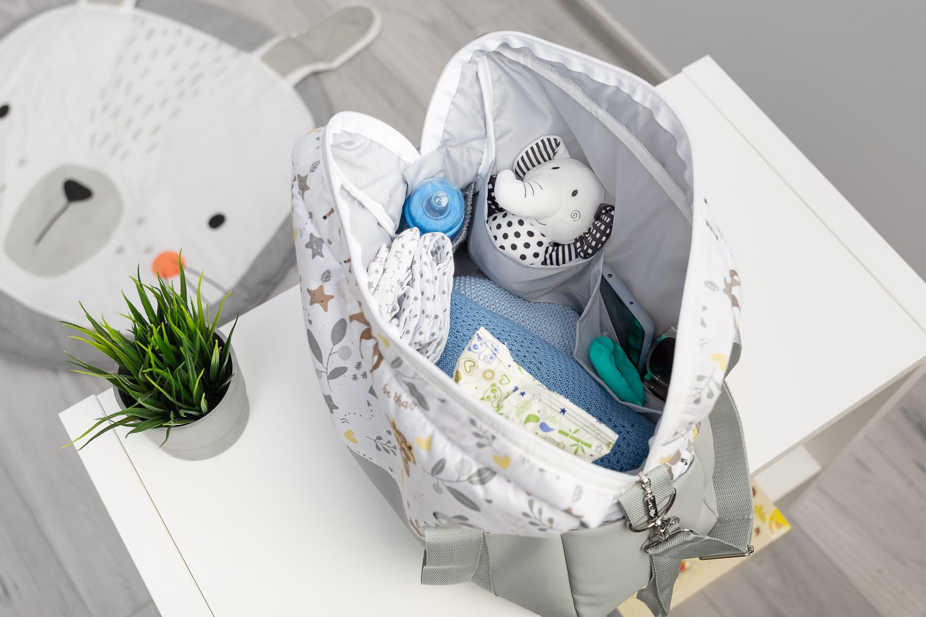Wickeltasche Kinderwagen - Kinderwagen Organizer - Kinderwagentasche mit Reißverschluss, Kinderwagenbefestigung, mit kurzen Griffen und langem Schulterriemen
