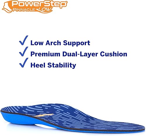 Miniatura 4 de PowerStep Pinnacle Low Insoles, Supports Flat Feet, Plantar Fasciitis Relief, Overpronation, Arch Support, Heel Pain, All Day Comfort for Men and