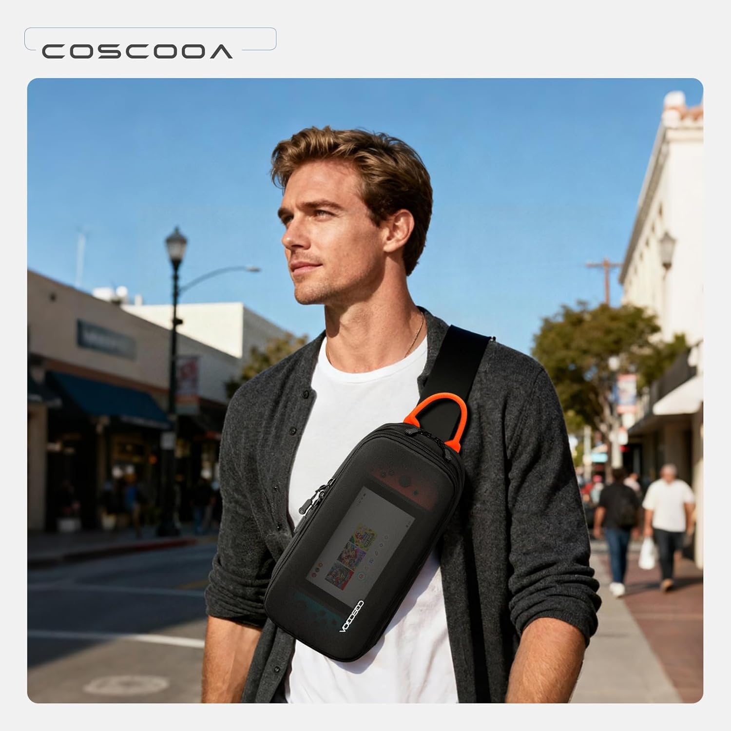 COSCOOA Sling Crossbody Bag for Steam Deck/OLED/Nintendo Switch 2 (2025)/Rog Xbox Ally X,Protective Case Travel Carrying Gaming Pouch with 10 Game Cartridges Slots,Compact Pack for Daily Use, Travel - Image 7