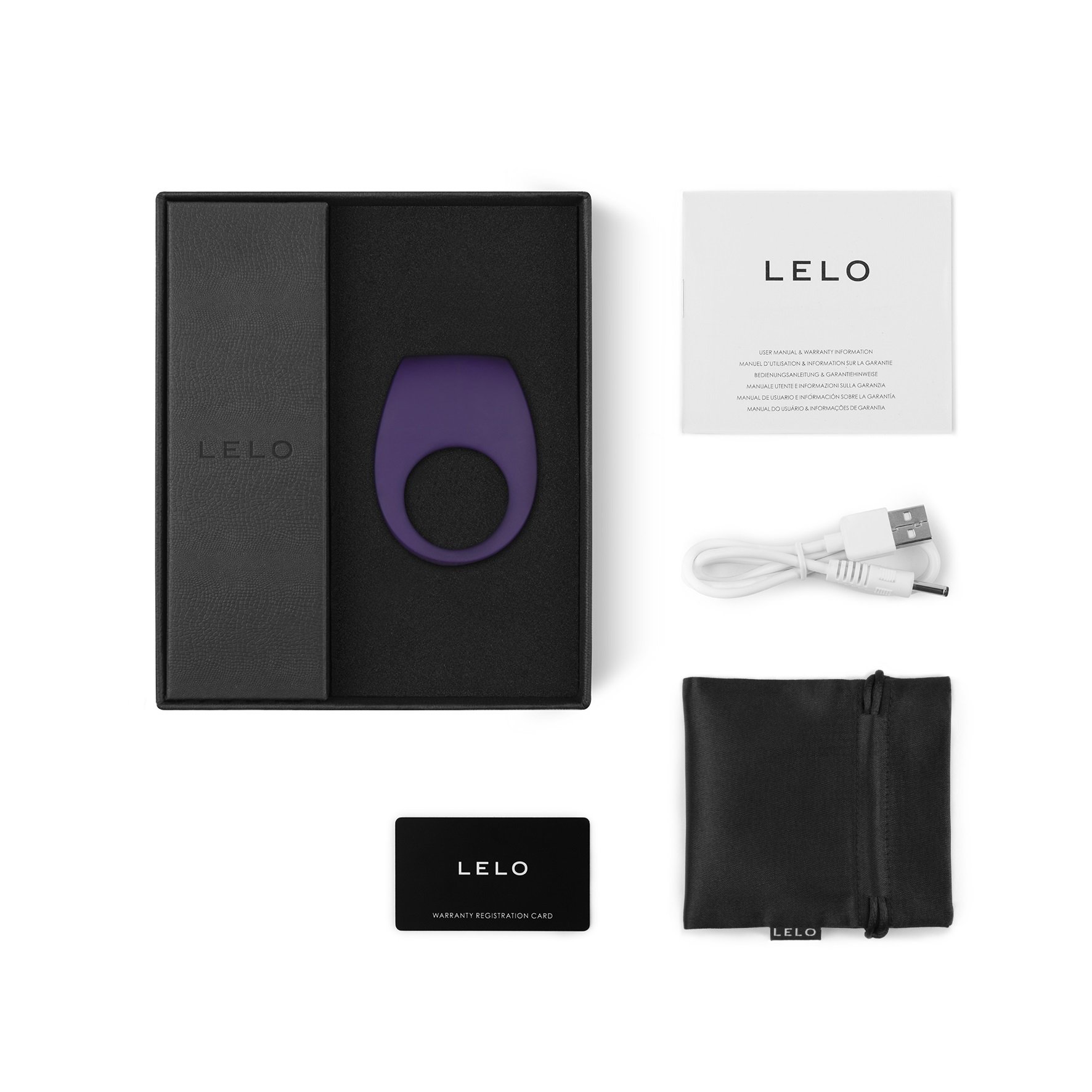 Lelo TOR 2 Anillo Vibrador para el Pene Purple Anillo Ajustable, Recargable y Sumergible, Estimula el Clítoris durante el Coito, Lila