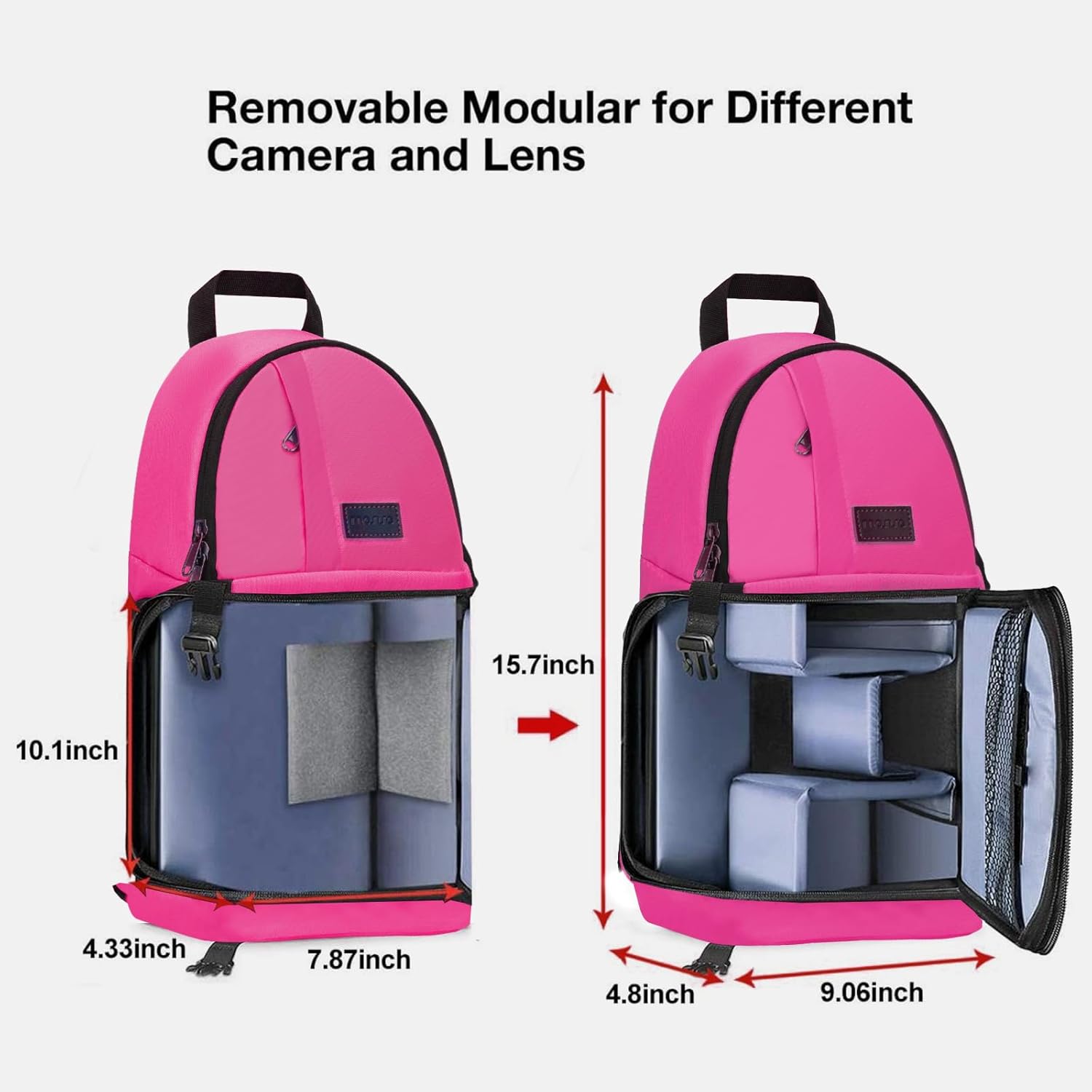 MOSISO Camera Sling Bag, DSLR/SLR/Mirrorless Camera Case Shockproof Photography Camera Backpack with Tripod Holder & Removable Modular Inserts Compatible with Canon/Nikon/Sony/Fuji, Bright Rose - Image 6