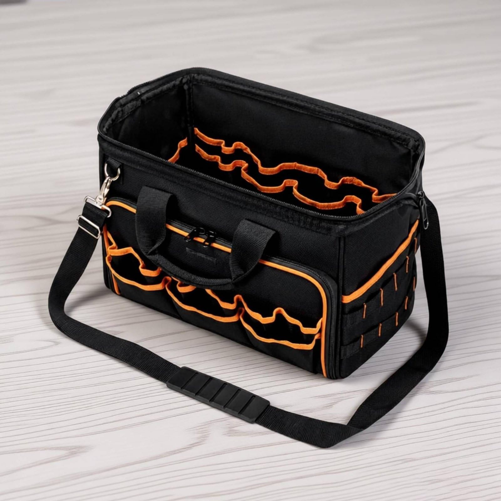 KESOTO Borsa Porta Attrezzi Pesante Borsa Attrezzi Borsa Organizer Valigetta Portautensili Custodia Strumenti con Manico Imbottito E Tracolla Regolabile 46
