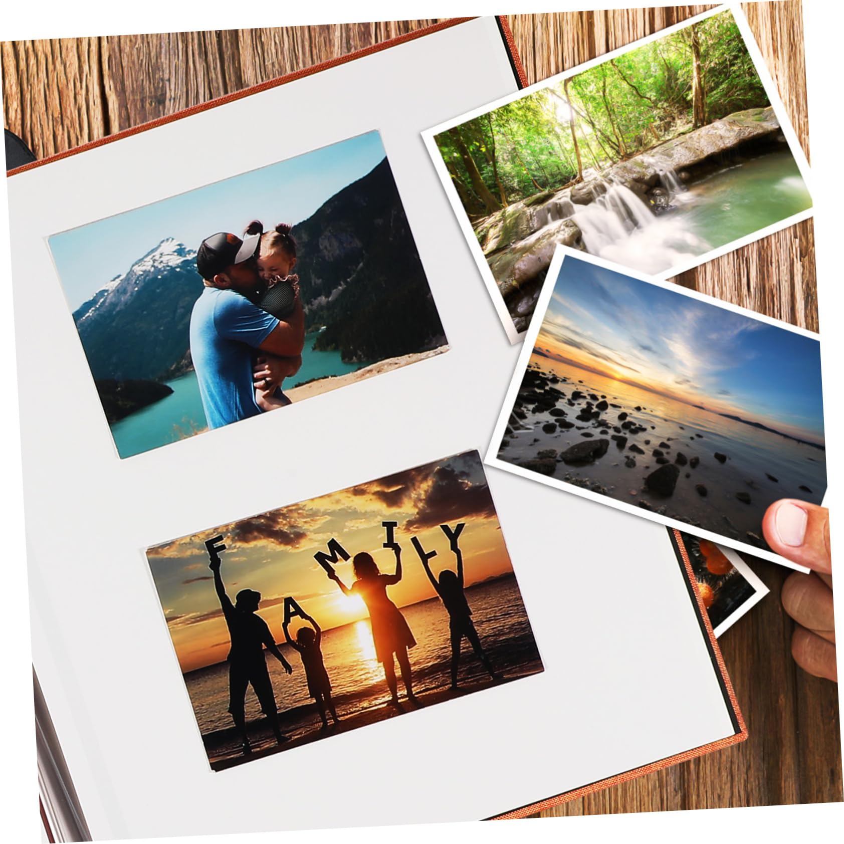 Leeres Fotoalbum mit Hardcover, Leineneinband und Sichtfenster | Orange, Blanke Seiten für Freie Layouts, Robust Verarbeitet für Erinnerungen