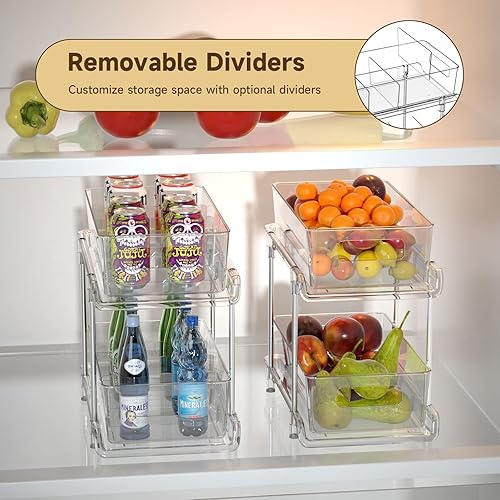 Miniatura 6 de HIHEGD Organizador de Almacenamiento de Baño de 2 Niveles con Separadores, Transparente, Extraíble Debajo del Fregadero para Cocina, Despensa,